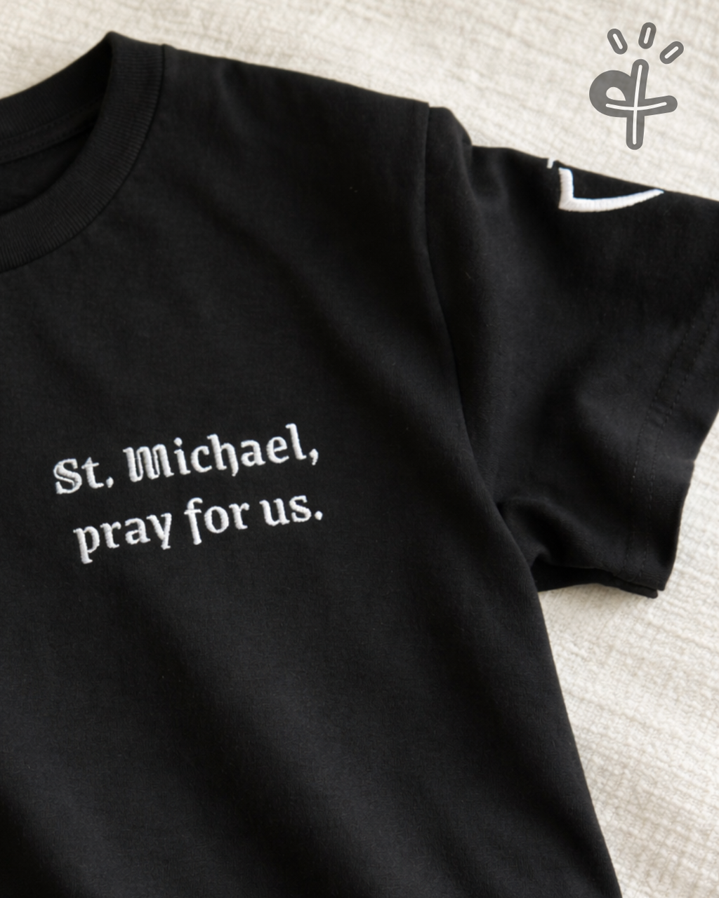St. Michael Unisex Embroidered T-Shirt – White