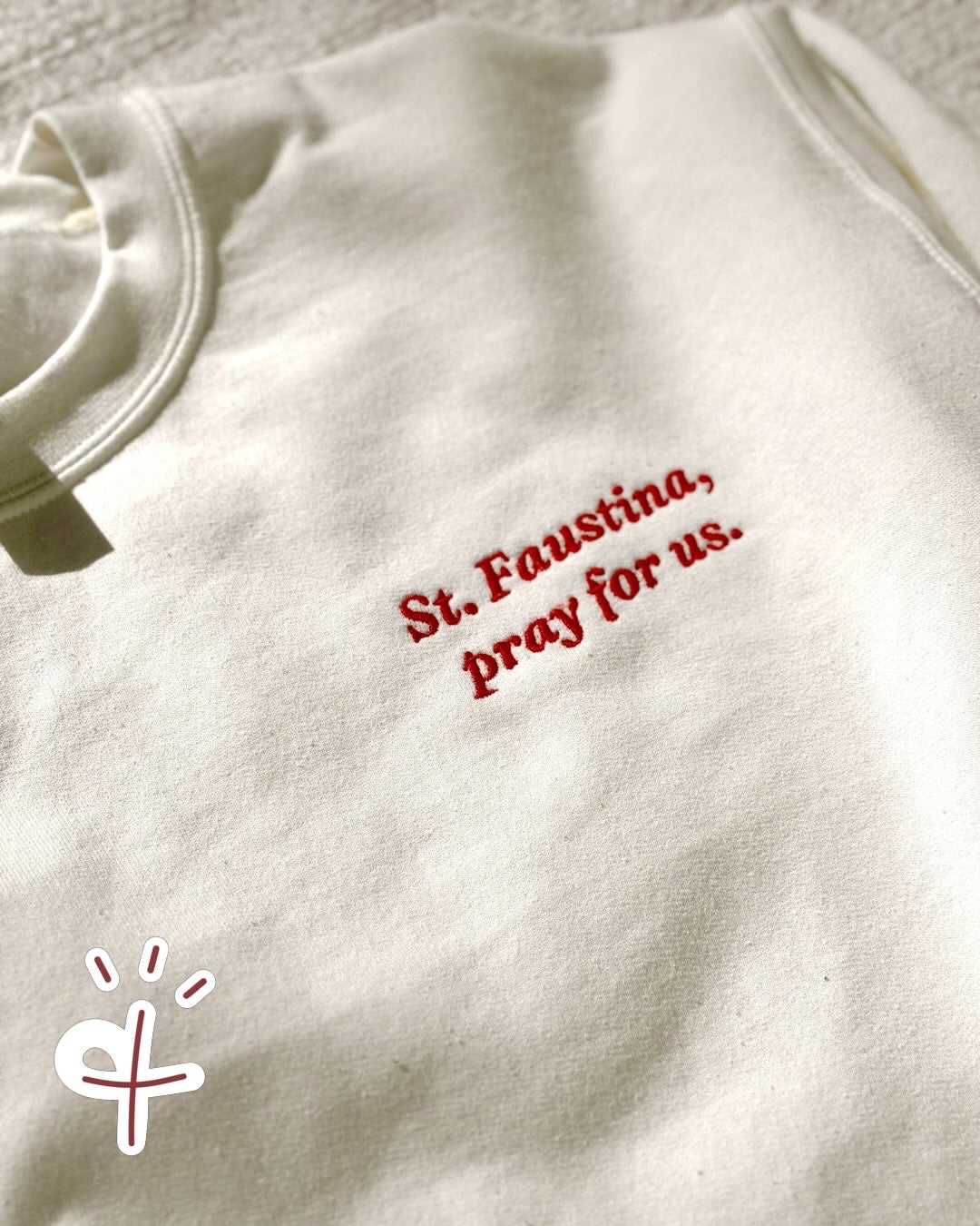 St. Faustina Unisex Embroidered Sweatshirt – Pink