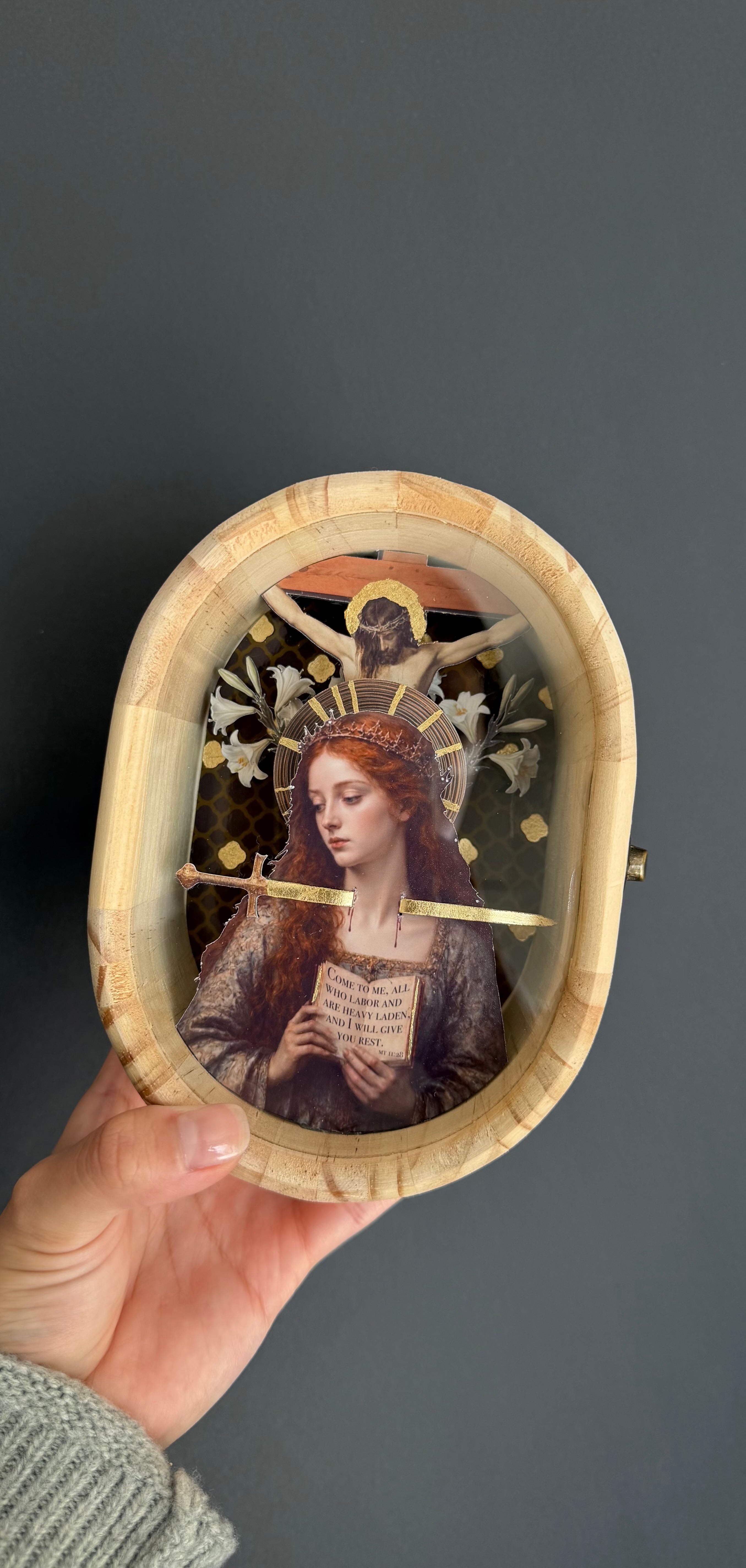 St. Dymphna - MADE TO ORDER Altar Piece | Catholic Altar Decor | Handmade Catholic Gift