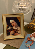 St. Therese of Lisieux Print Framed In Vintage Shadowbox - Altar and Apparel -