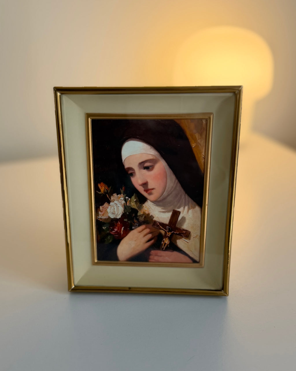 St. Therese of Lisieux Print Framed In Vintage Shadowbox - Altar and Apparel -