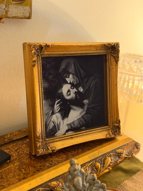 Antique Framed Sorrowful Mother by Correggio - Our Lady of Sorrows Catholic Religious Art Print - Altar and Apparel - 