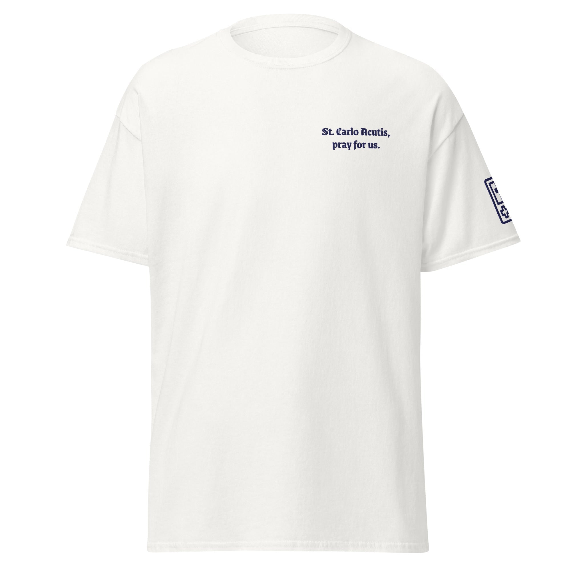Saint Carlo Acutis Unisex Embroidered T-Shirt – Navy Blue - Altar and Apparel - T - SHIRT