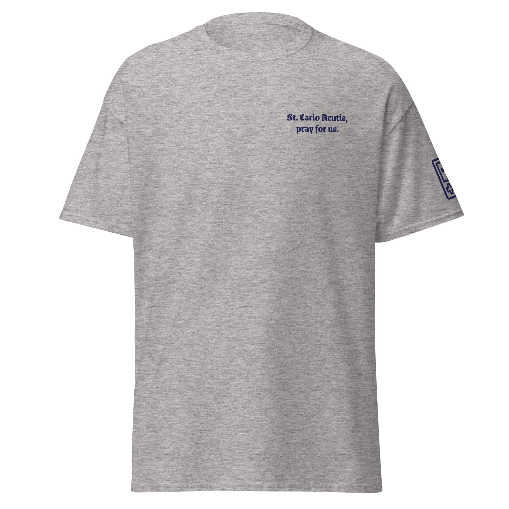 Saint Carlo Acutis Unisex Embroidered T-Shirt – Navy Blue - Altar and Apparel - T - SHIRT