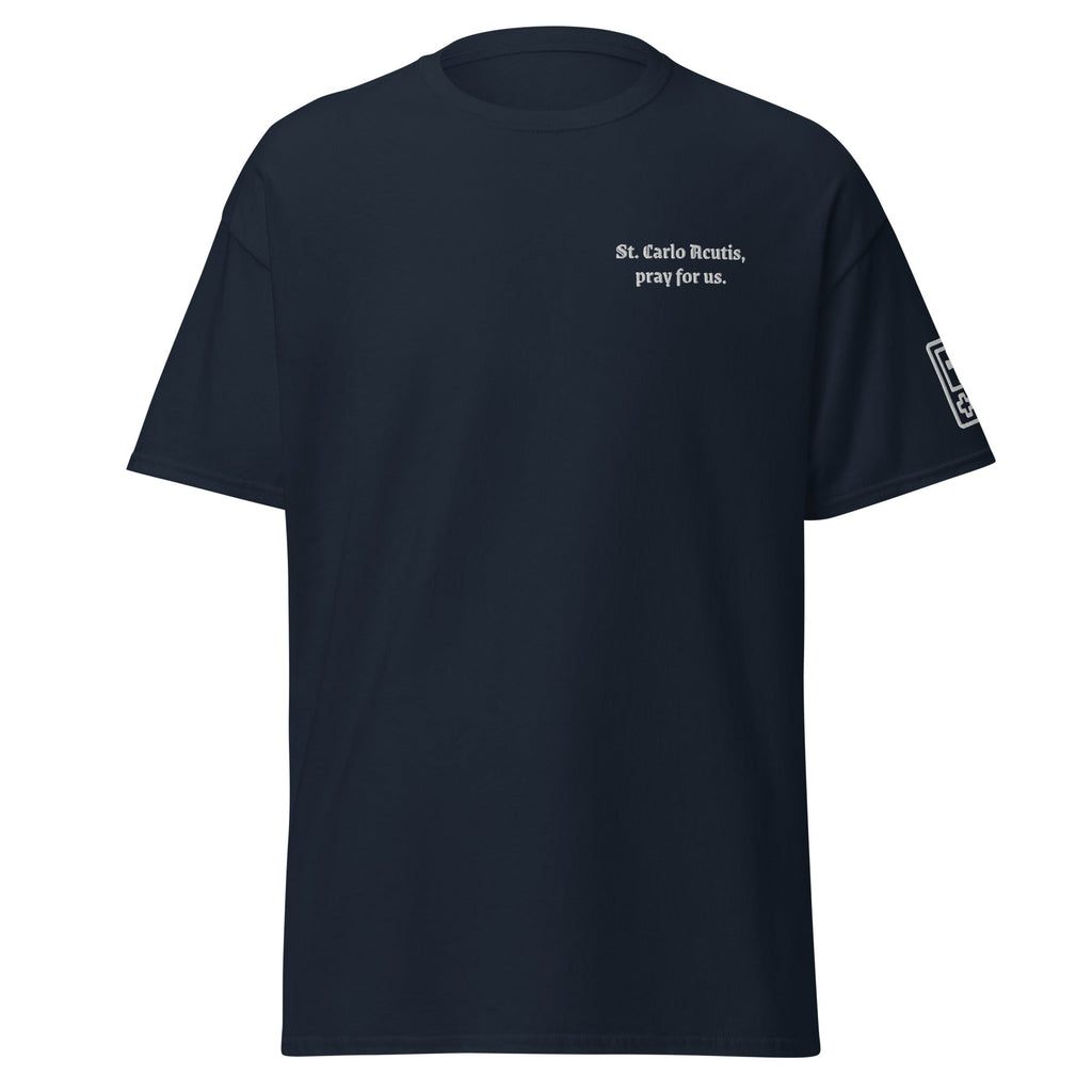 Saint Carlo Acutis Unisex Embroidered T-Shirt – White - Altar and Apparel - T - SHIRT