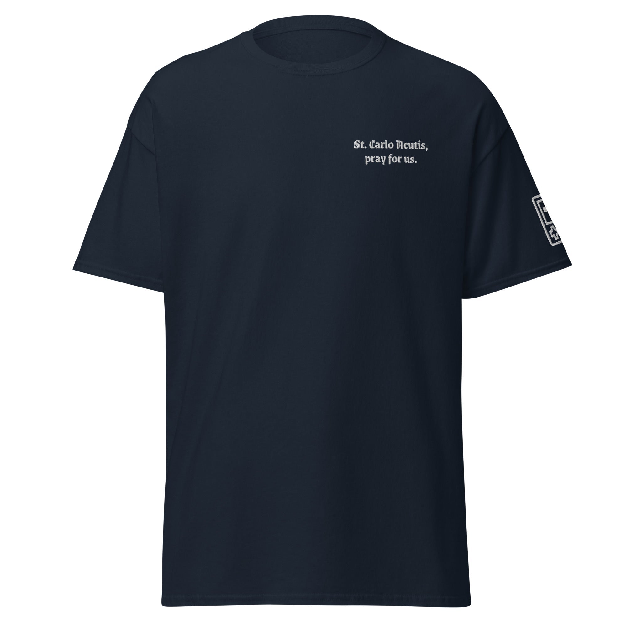 Saint Carlo Acutis Unisex Embroidered T-Shirt – White - Altar and Apparel - T - SHIRT