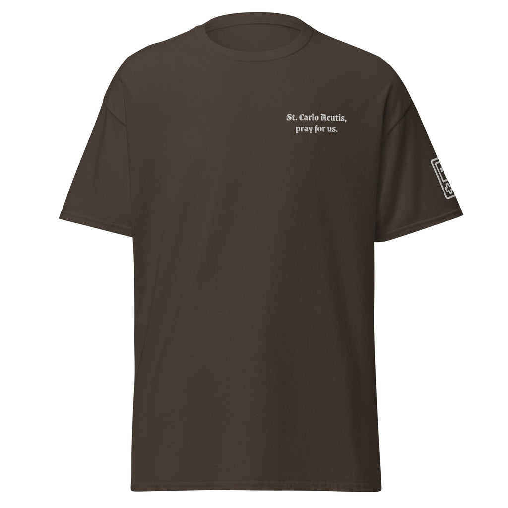 Saint Carlo Acutis Unisex Embroidered T-Shirt – White - Altar and Apparel - T - SHIRT