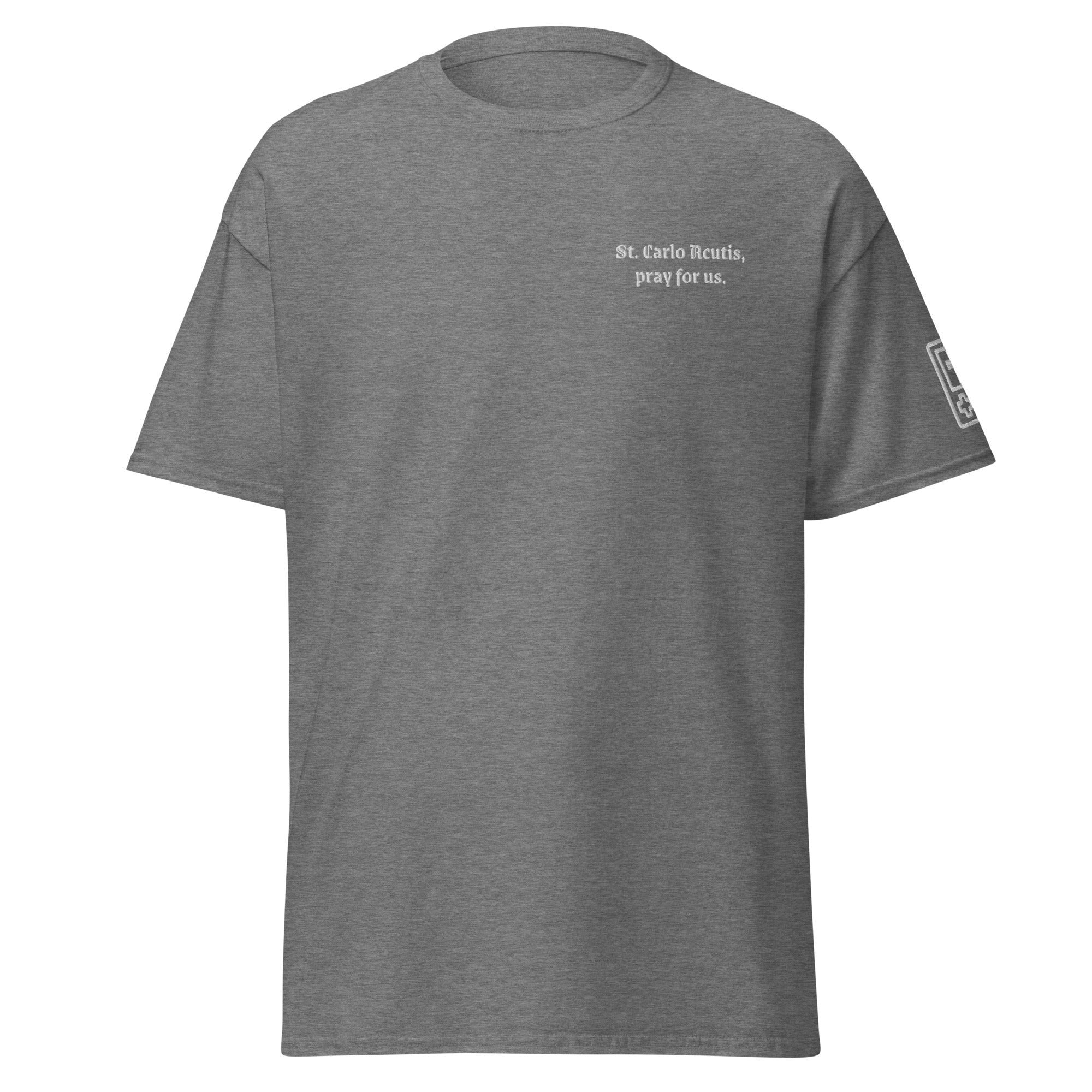 Saint Carlo Acutis Unisex Embroidered T-Shirt – White - Altar and Apparel - T - SHIRT