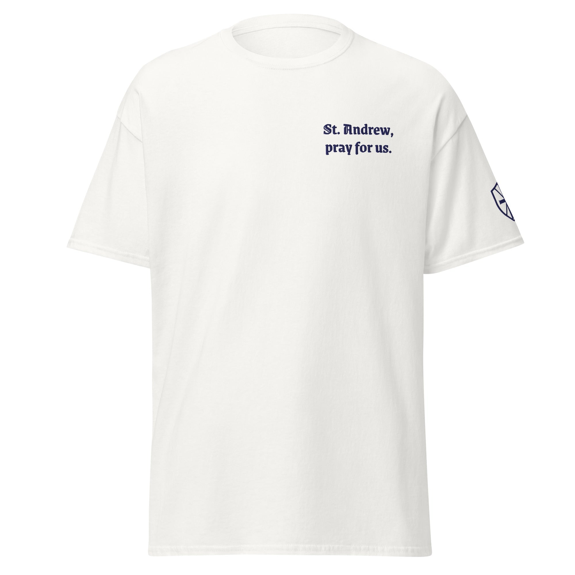 St. Andrew Unisex Embroidered T-Shirt – Navy Blue - Altar and Apparel - T - SHIRT