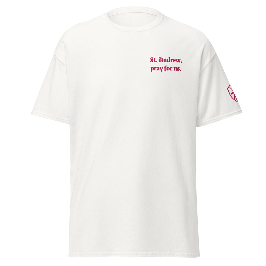 St. Andrew Unisex Embroidered T-Shirt – Pink - Altar and Apparel - T - SHIRT