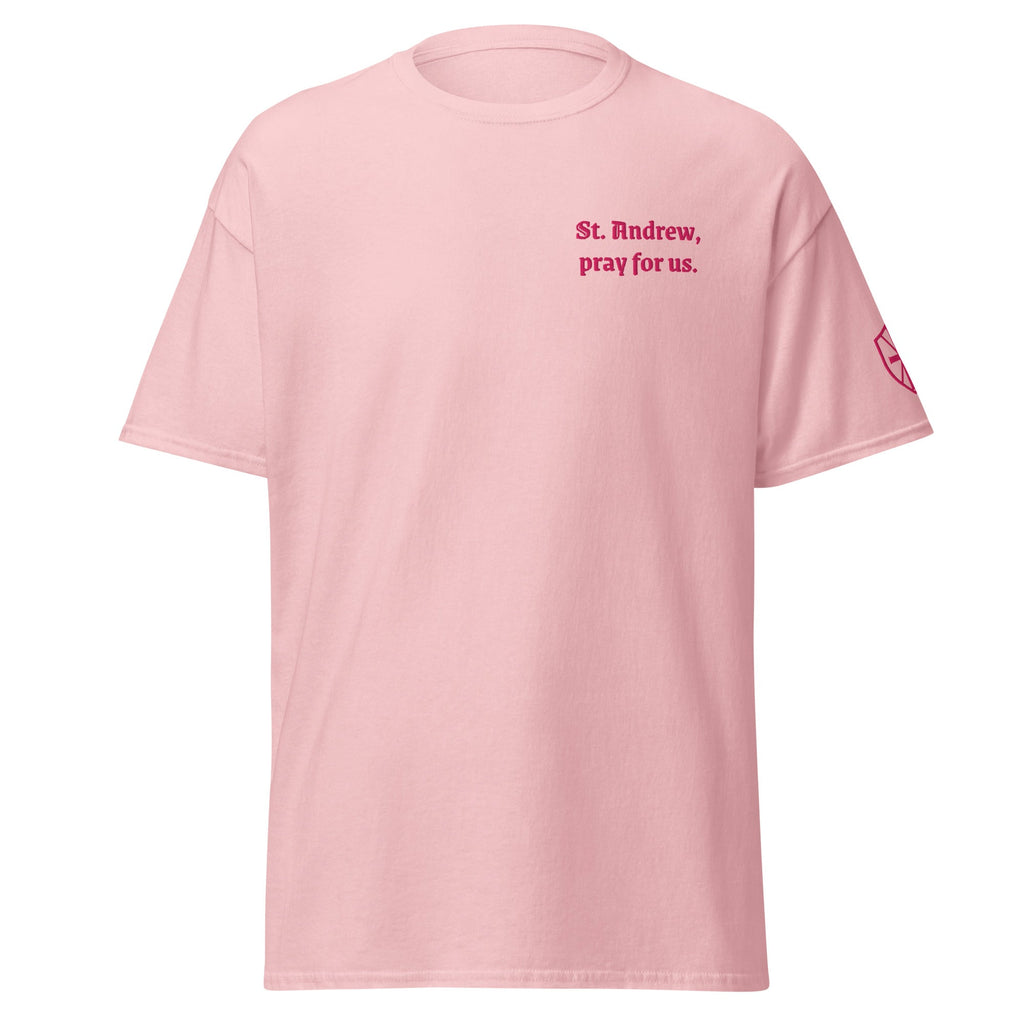 St. Andrew Unisex Embroidered T-Shirt – Pink - Altar and Apparel - T - SHIRT