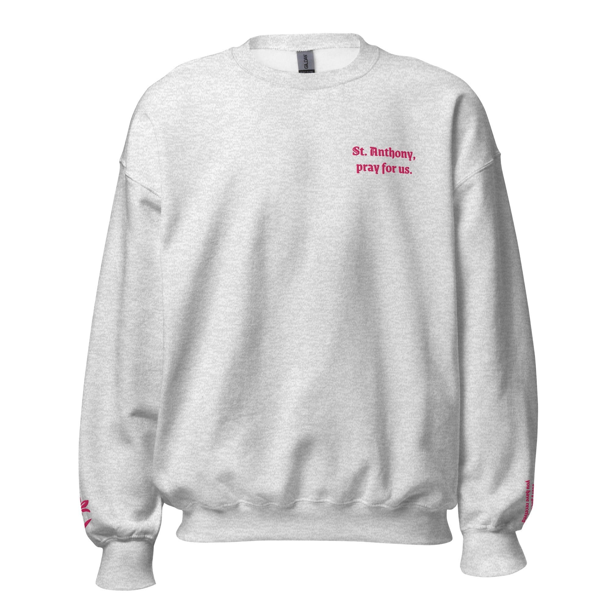 St. Anthony Unisex Embroidered Sweatshirt – Pink - Altar and Apparel - T - SHIRT