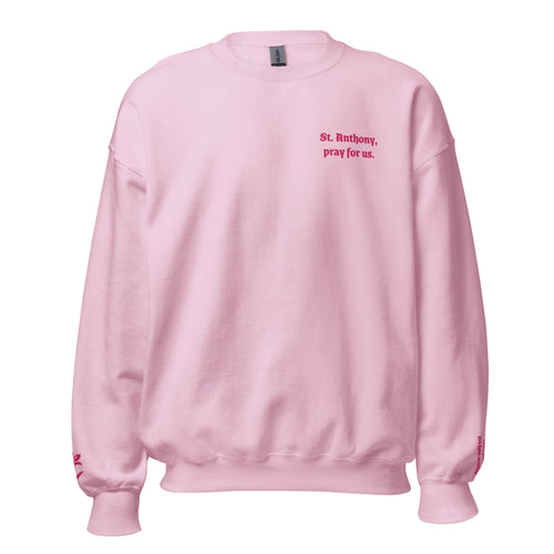 St. Anthony Unisex Embroidered Sweatshirt – Pink - Altar and Apparel - T - SHIRT