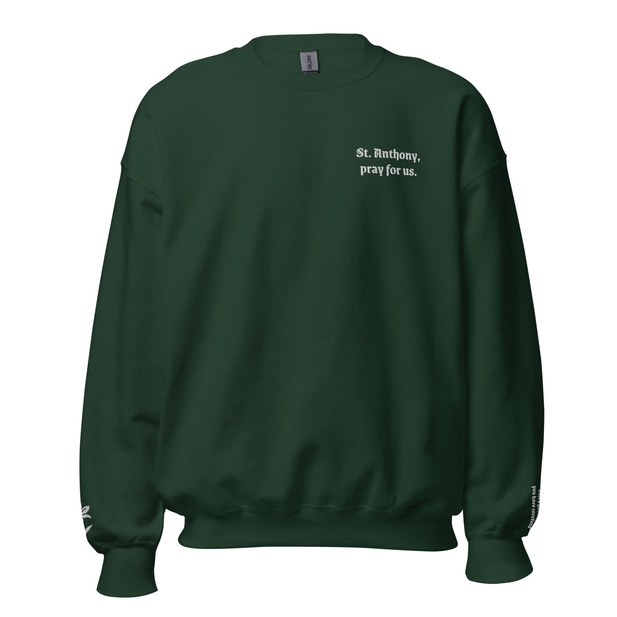 St. Anthony Unisex Embroidered Sweatshirt – White - Altar and Apparel - T - SHIRT