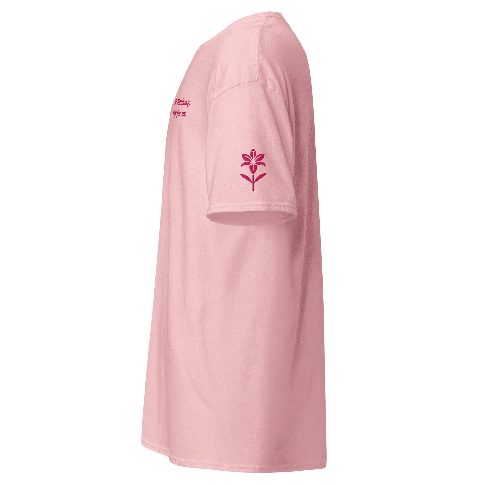 St. Anthony Unisex Embroidered T-Shirt – Pink - Altar and Apparel - T - SHIRT