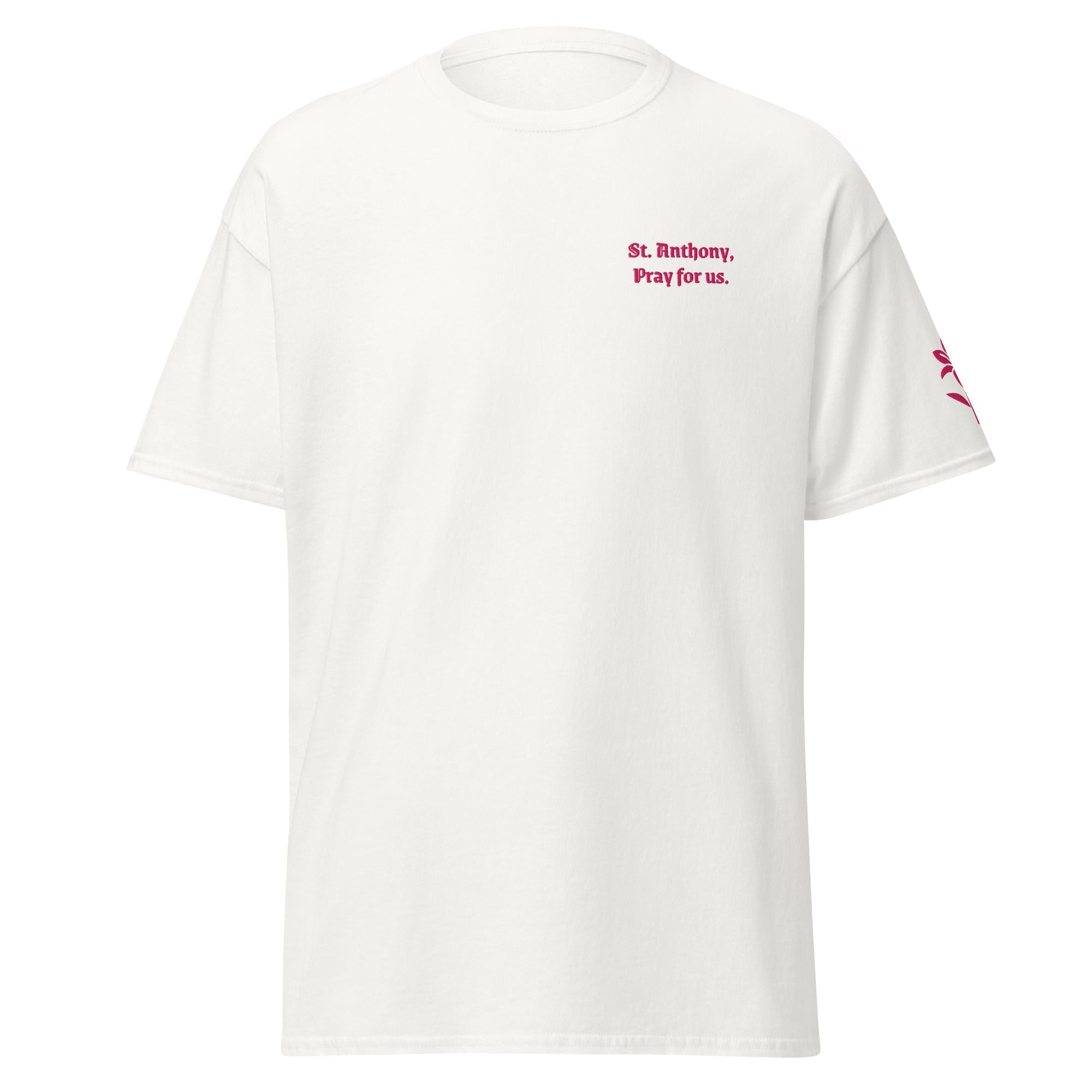 St. Anthony Unisex Embroidered T-Shirt – Pink - Altar and Apparel - T - SHIRT