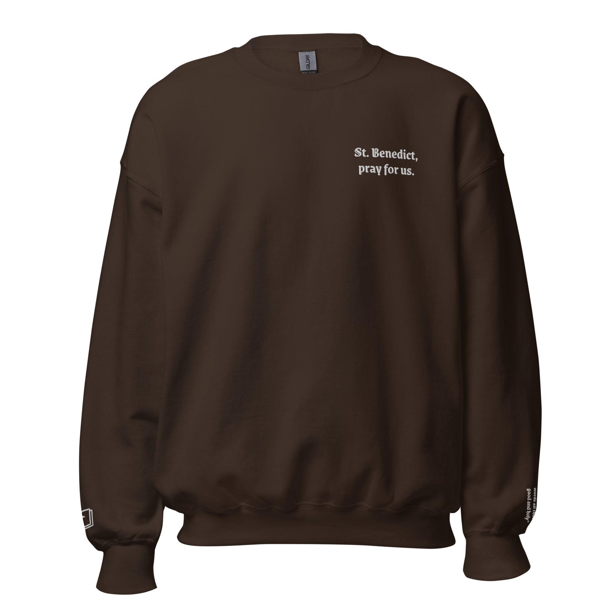 St. Benedict Unisex Embroidered Sweatshirt – White - Altar and Apparel - T - SHIRT
