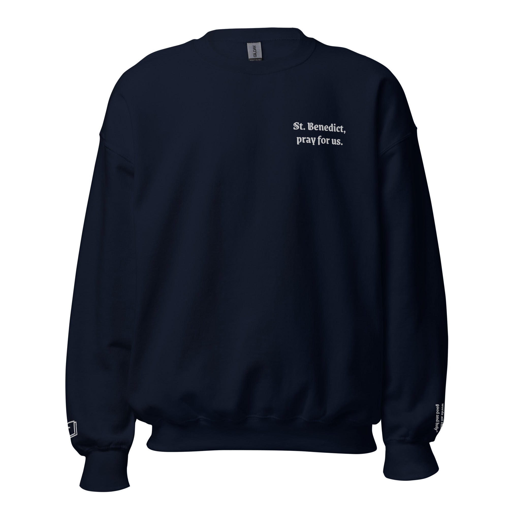 St. Benedict Unisex Embroidered Sweatshirt – White - Altar and Apparel - T - SHIRT