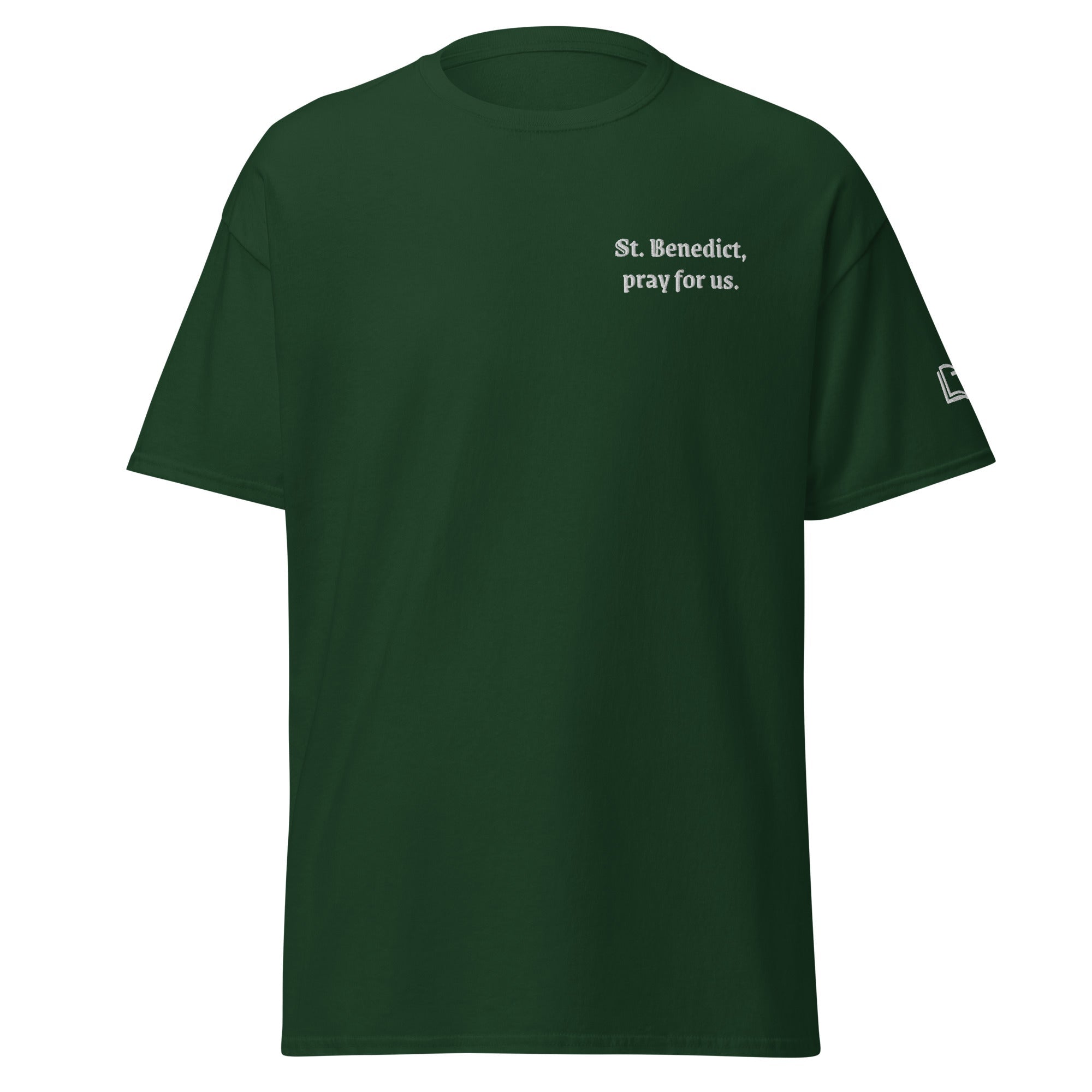 St. Benedict Unisex Embroidered T-Shirt – White - Altar and Apparel - T - SHIRT