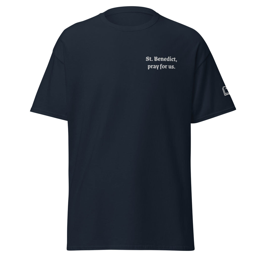 St. Benedict Unisex Embroidered T-Shirt – White - Altar and Apparel - T - SHIRT
