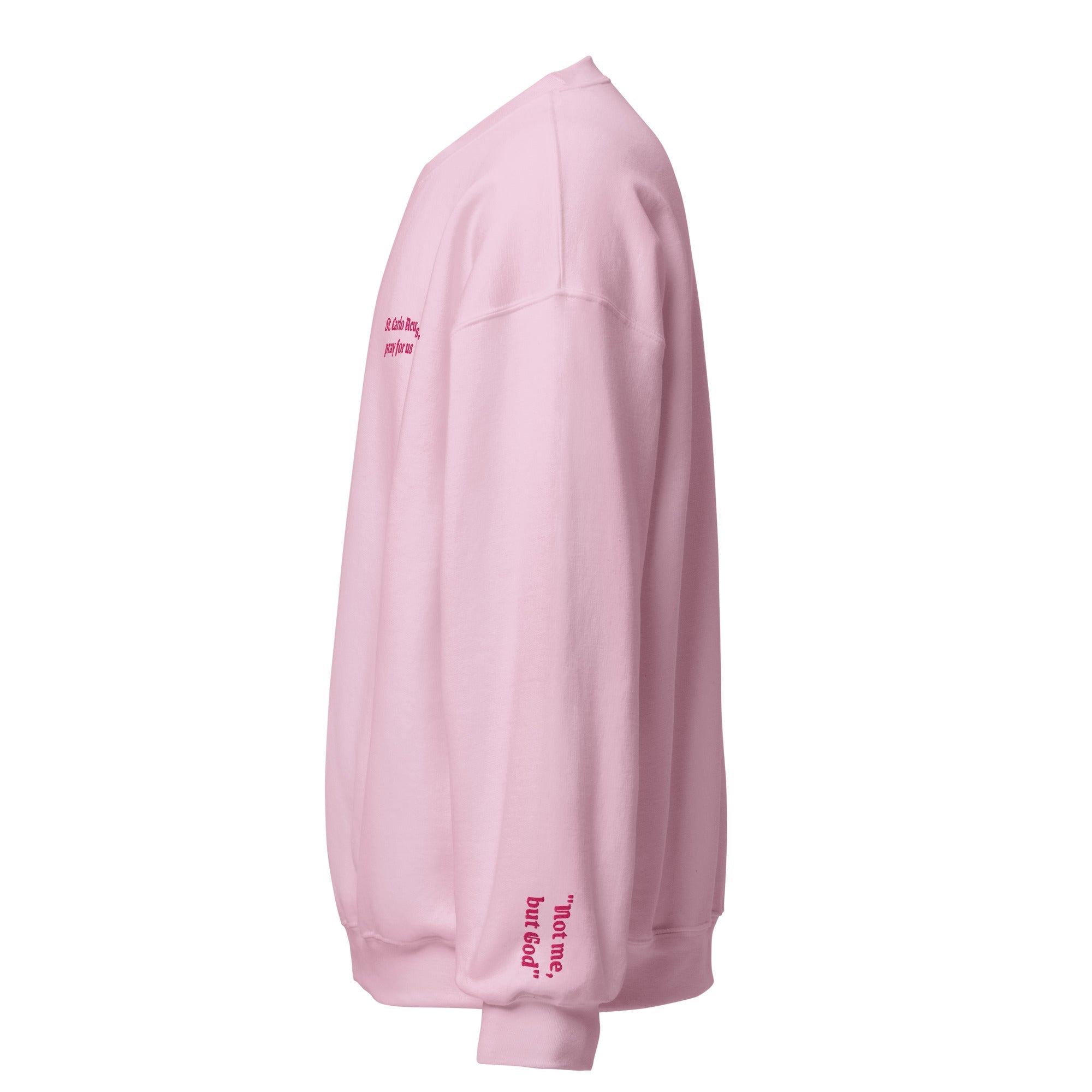 St. Carlo Acutis Unisex Embroidered Sweatshirt – Pink - Altar and Apparel - Sweatshirt