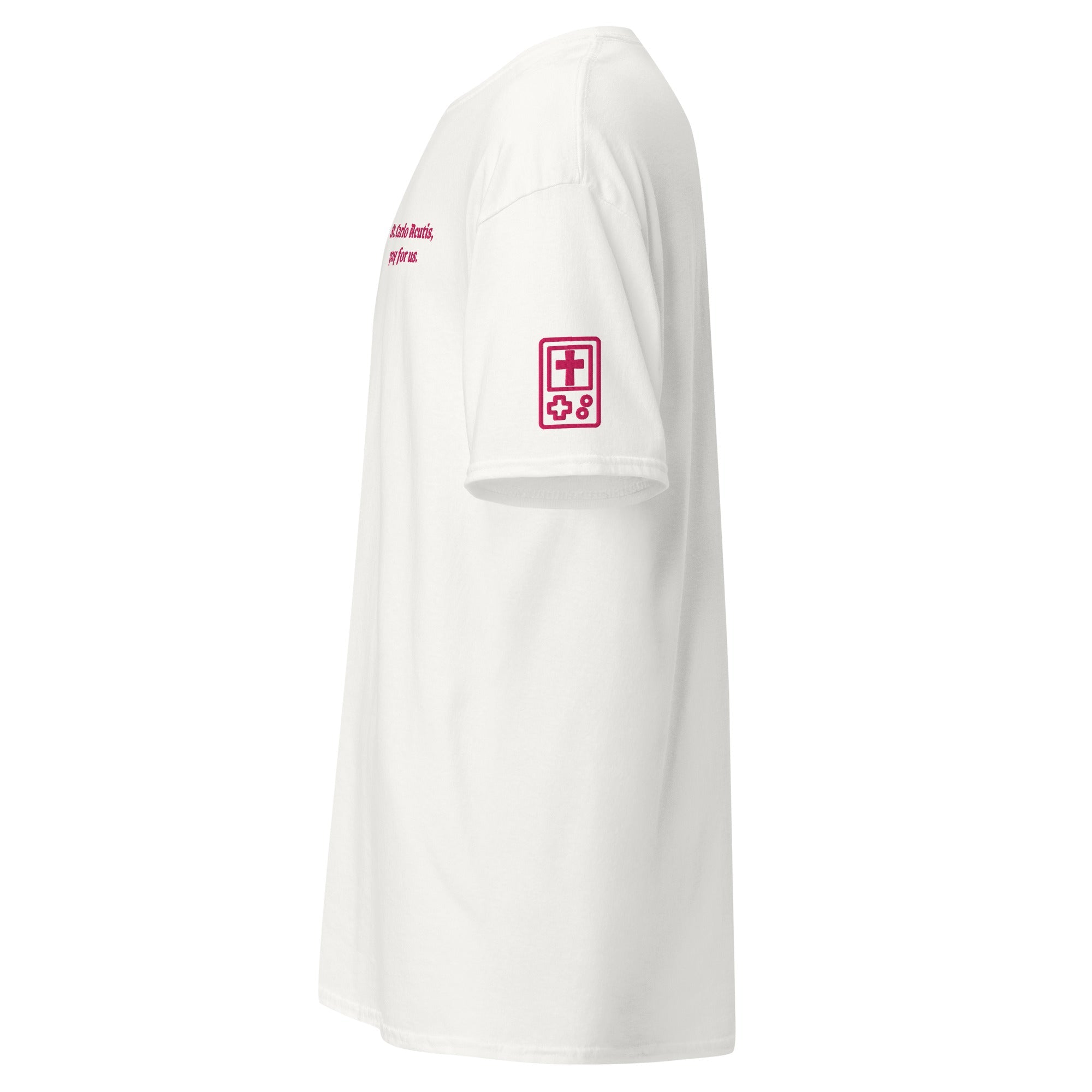 St. Carlo Acutis Unisex Embroidered T-Shirt – Pink - Altar and Apparel - T - SHIRT
