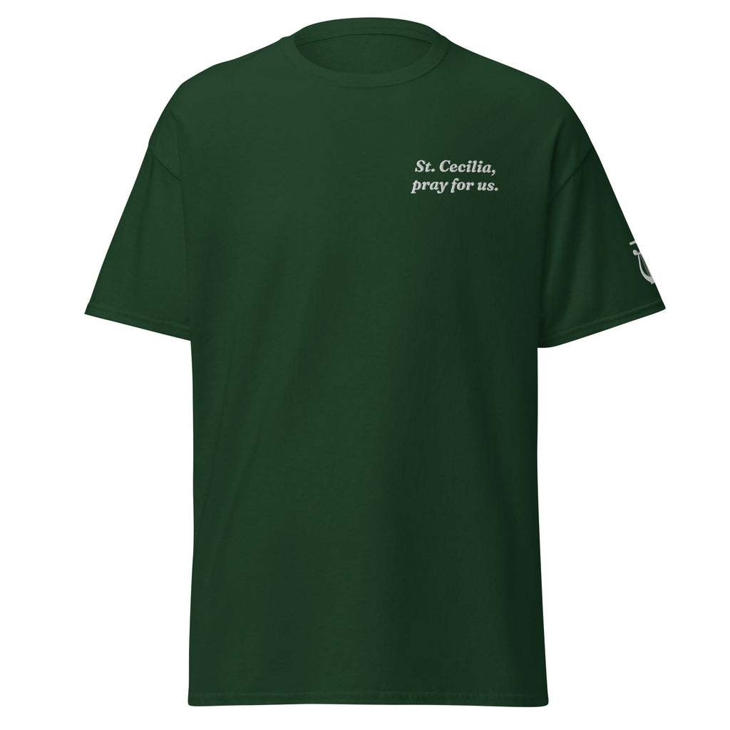 St. Cecilia Unisex Embroidered T-Shirt – White - Altar and Apparel - T - SHIRT