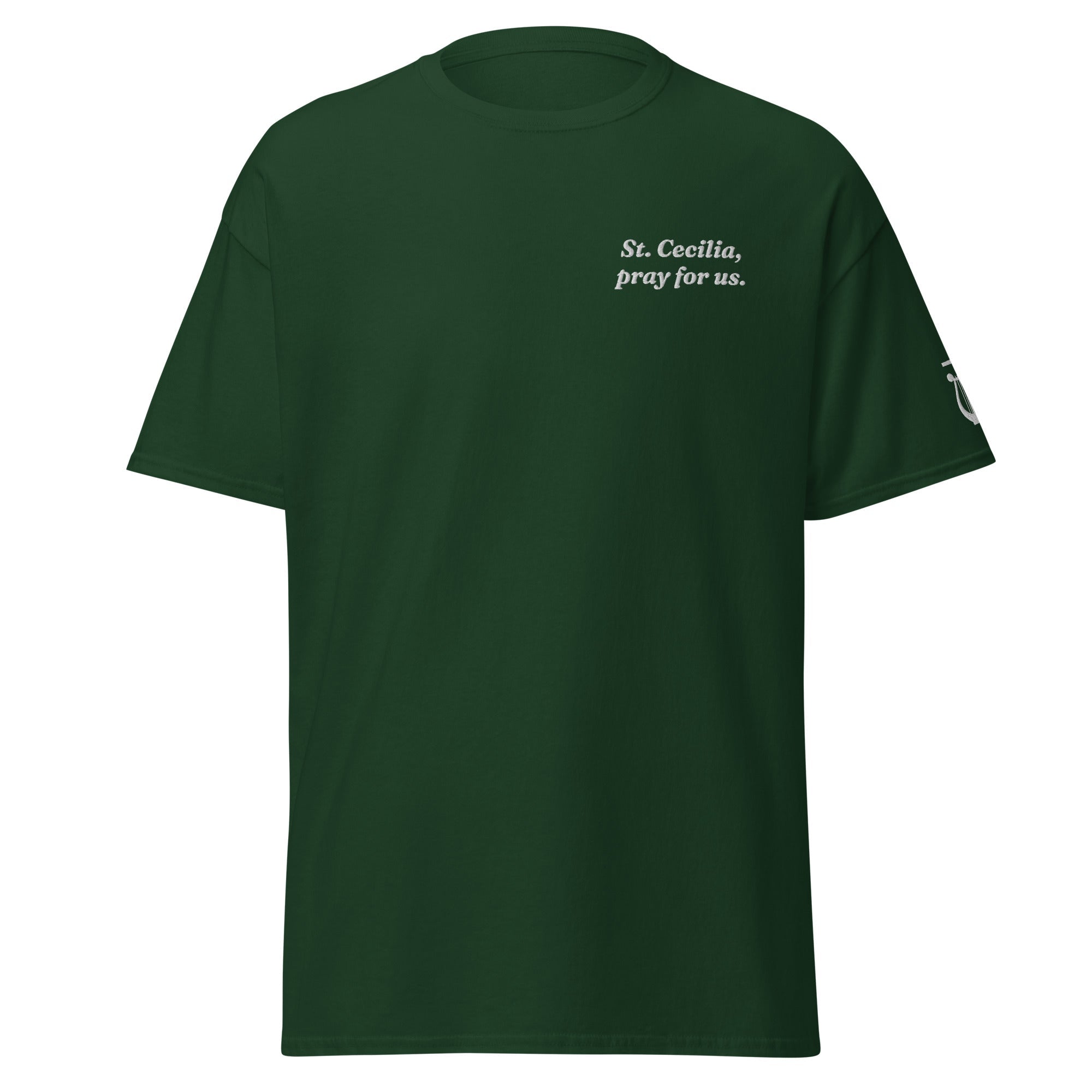 St. Cecilia Unisex Embroidered T-Shirt – White - Altar and Apparel - T - SHIRT