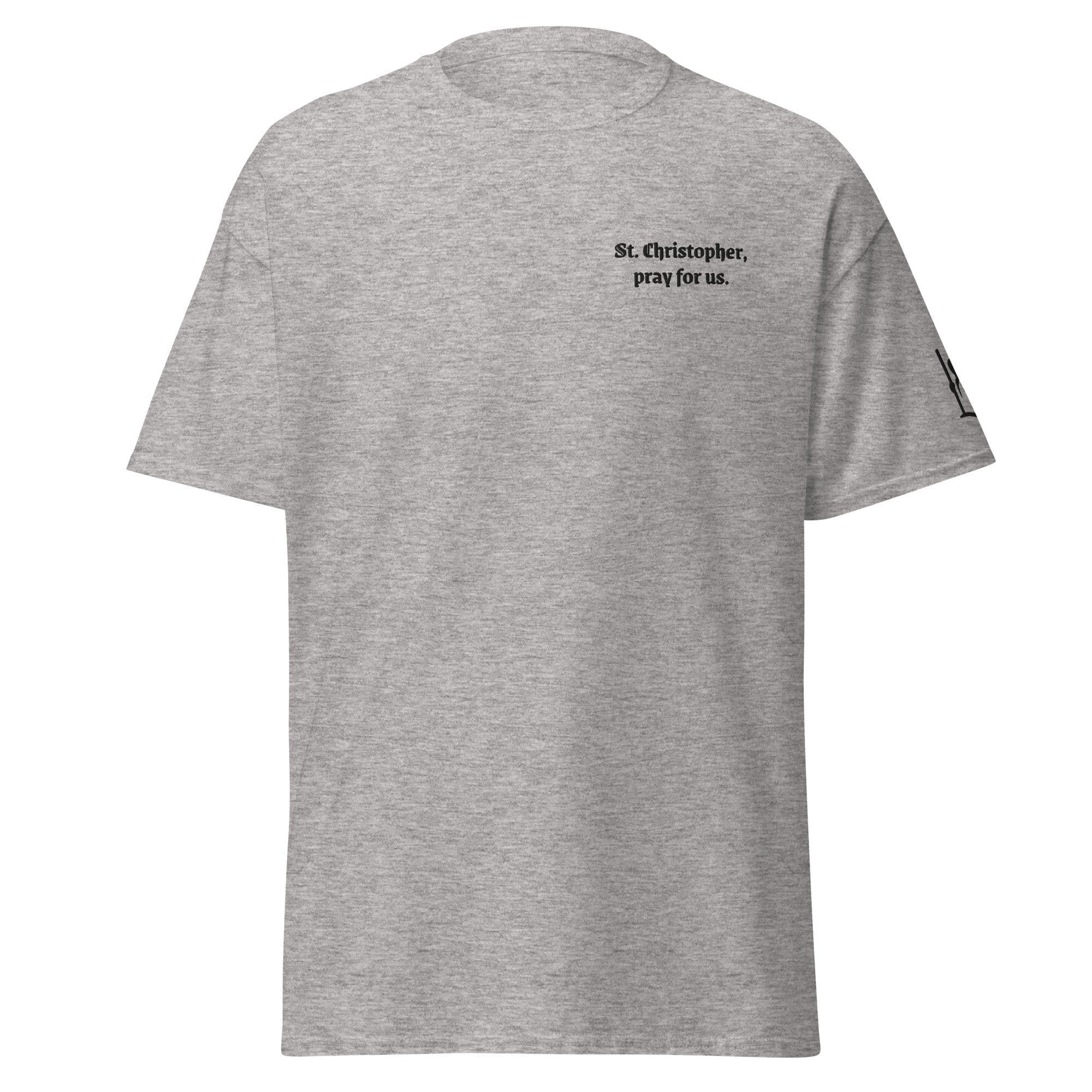 St. Christopher Unisex Embroidered T-Shirt – Black - Altar and Apparel - T - SHIRT