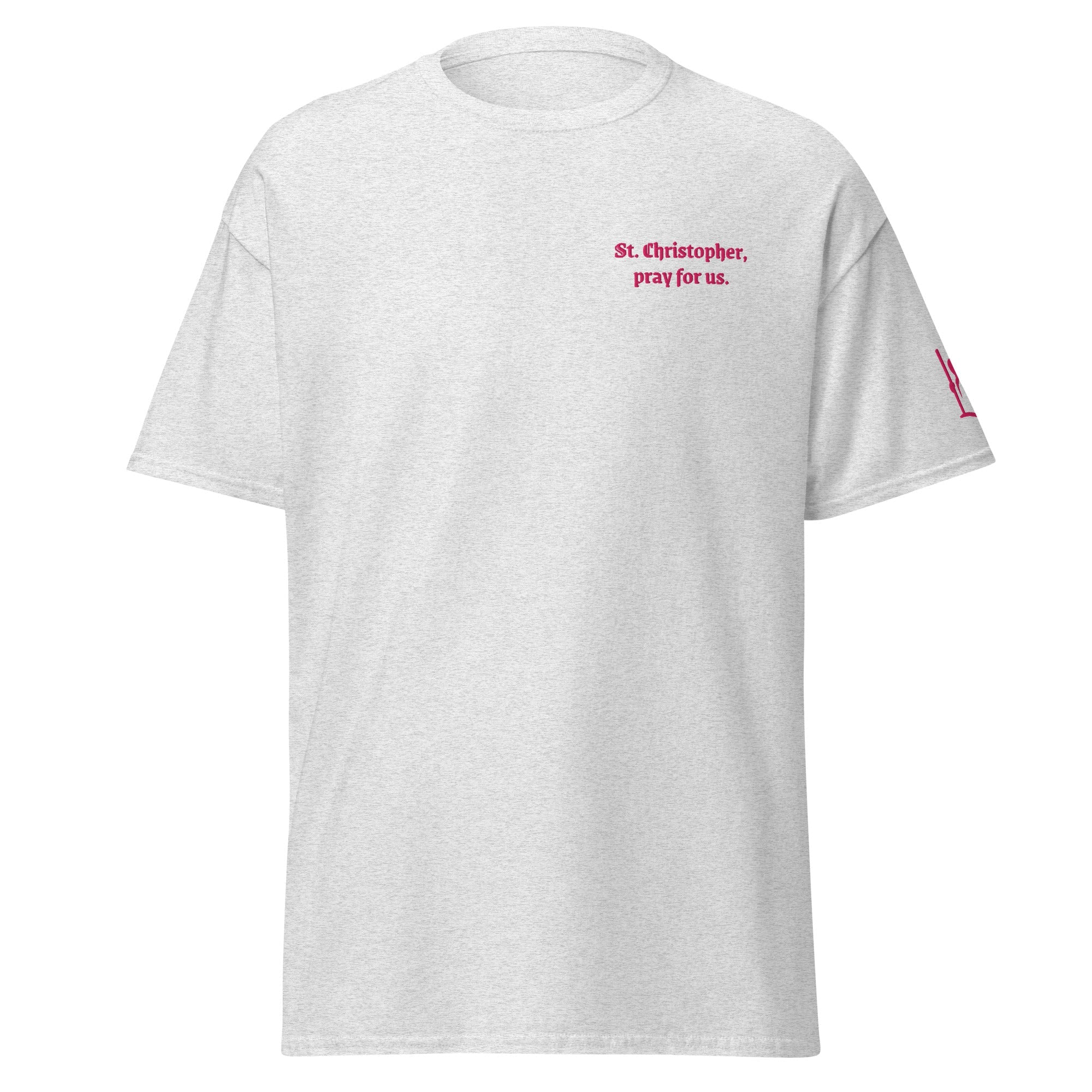St. Christopher Unisex Embroidered T-Shirt – Pink - Altar and Apparel - T - SHIRT