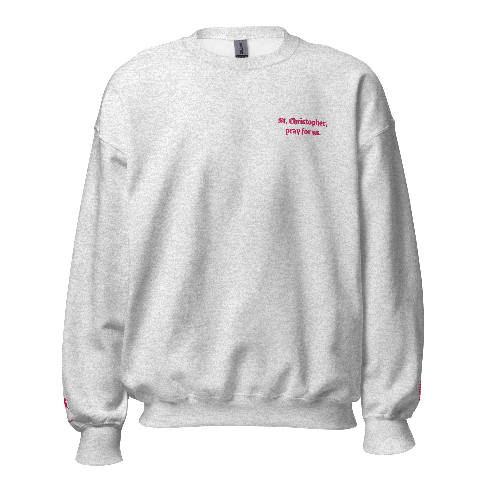 St. Christopher Unisex Sweatshirt Pink Embroidery - Altar and Apparel - T - SHIRT