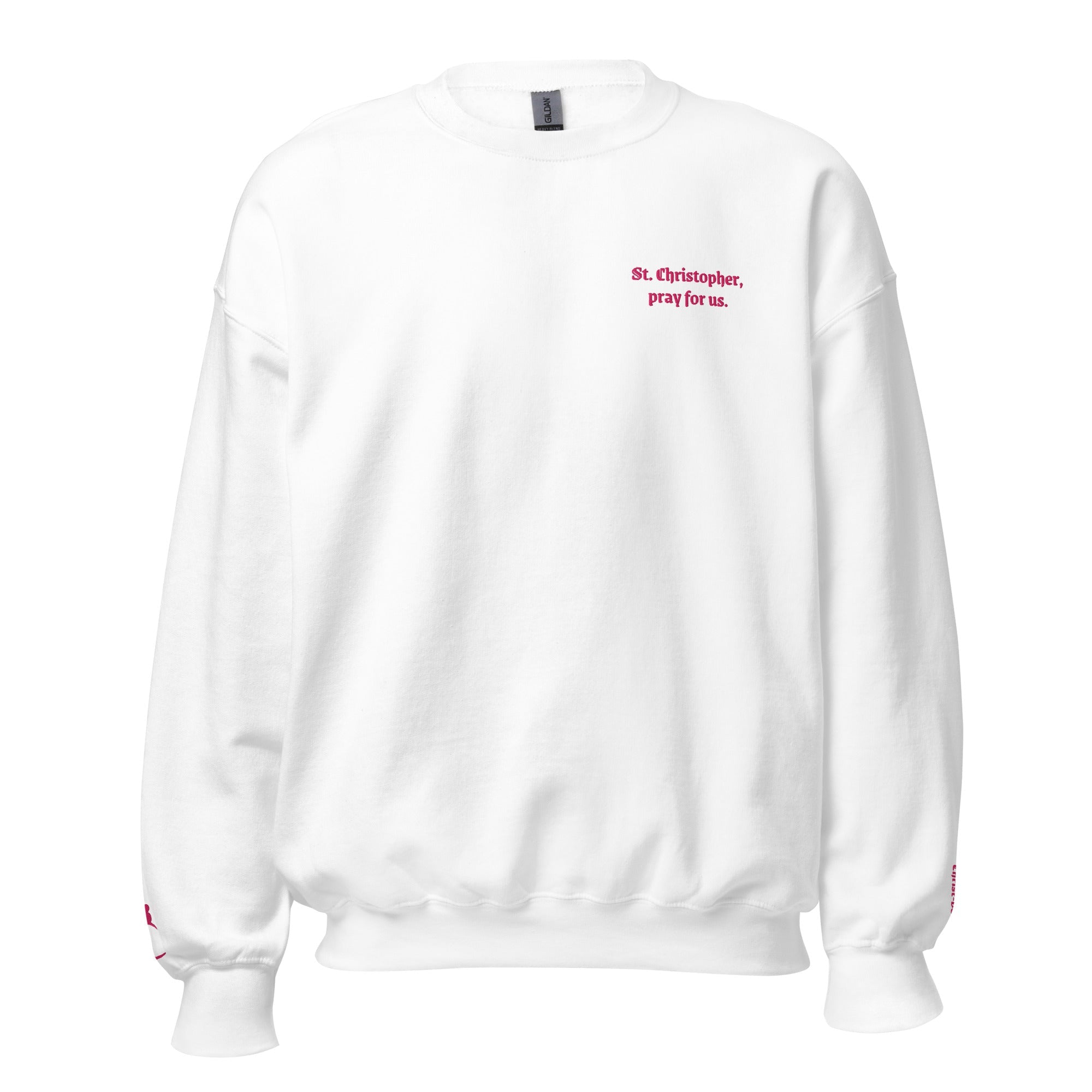St. Christopher Unisex Sweatshirt Pink Embroidery - Altar and Apparel - T - SHIRT