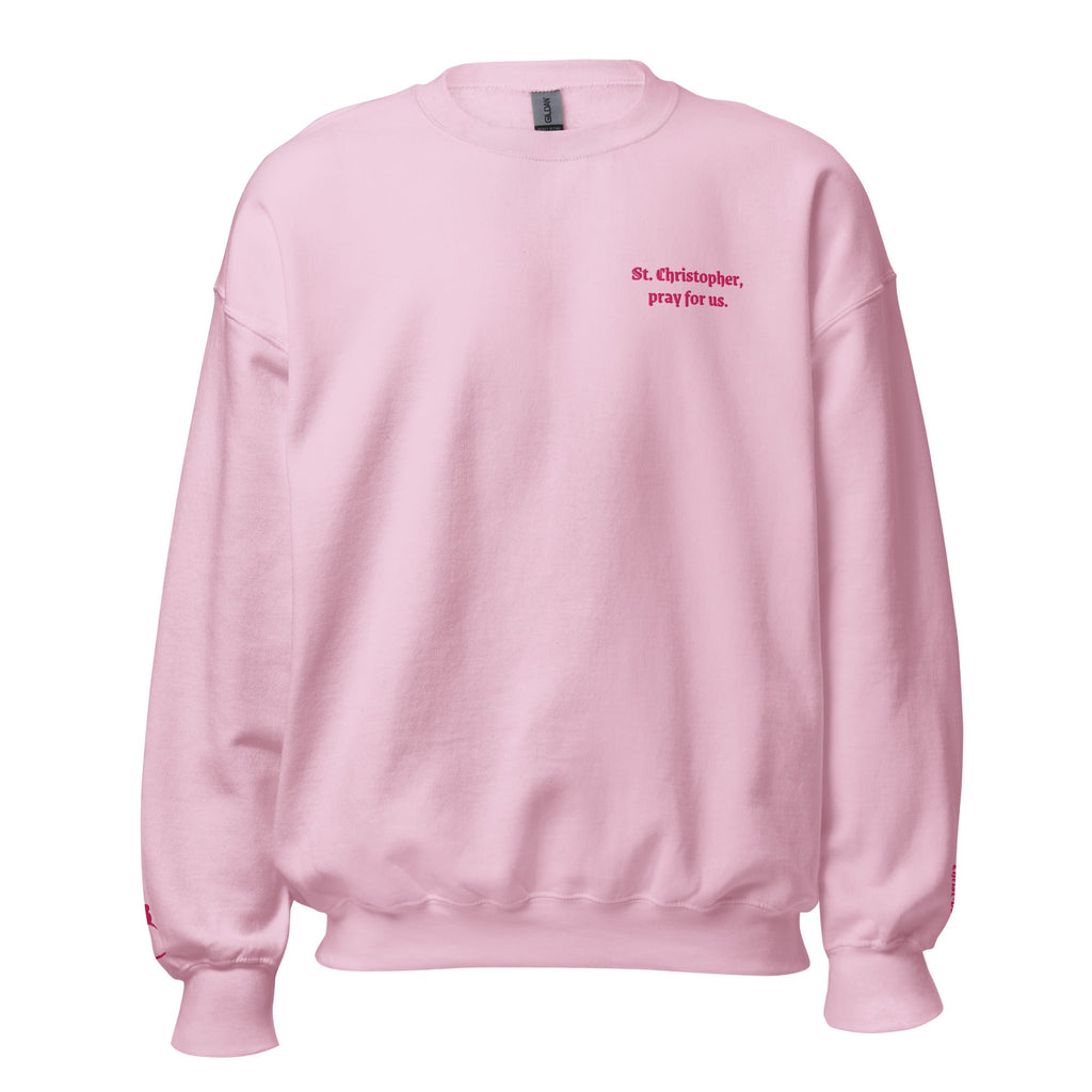 St. Christopher Unisex Sweatshirt Pink Embroidery - Altar and Apparel - T - SHIRT