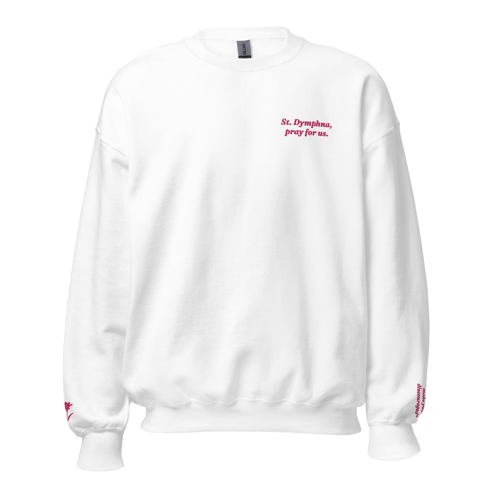 St. Dymphna Unisex Embroidered Sweatshirt – Pink - Altar and Apparel - T - SHIRT