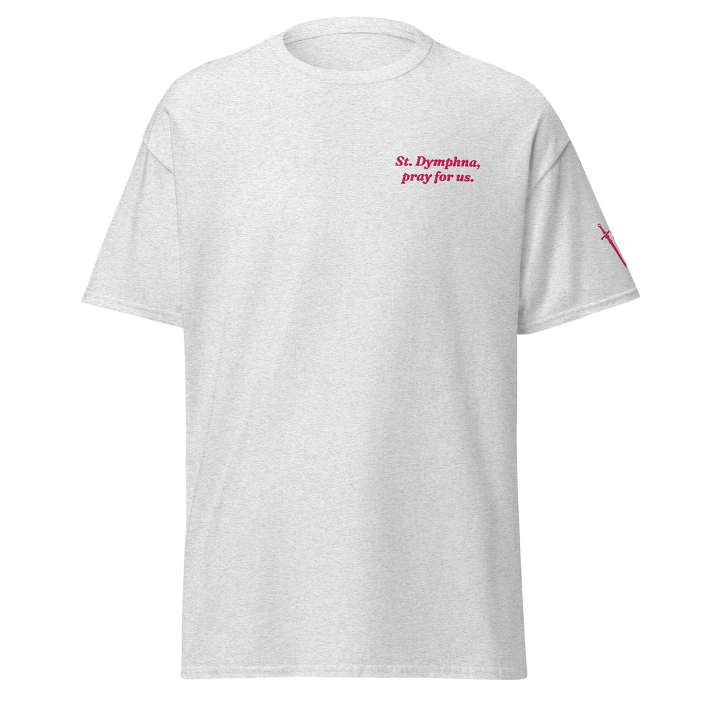 St. Dymphna Unisex Embroidered T-Shirt – Pink - Altar and Apparel - T - SHIRT