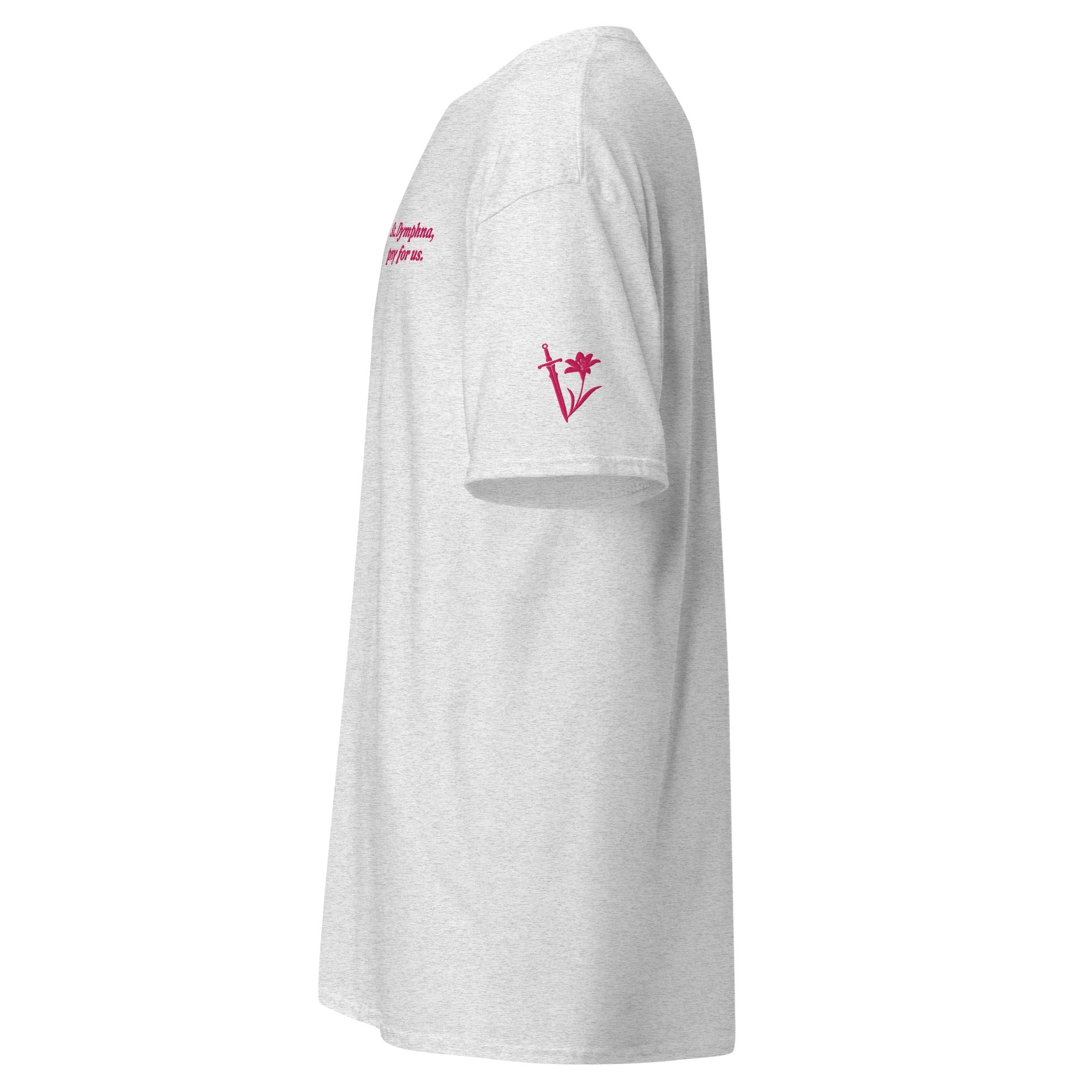 St. Dymphna Unisex Embroidered T-Shirt – Pink - Altar and Apparel - T - SHIRT