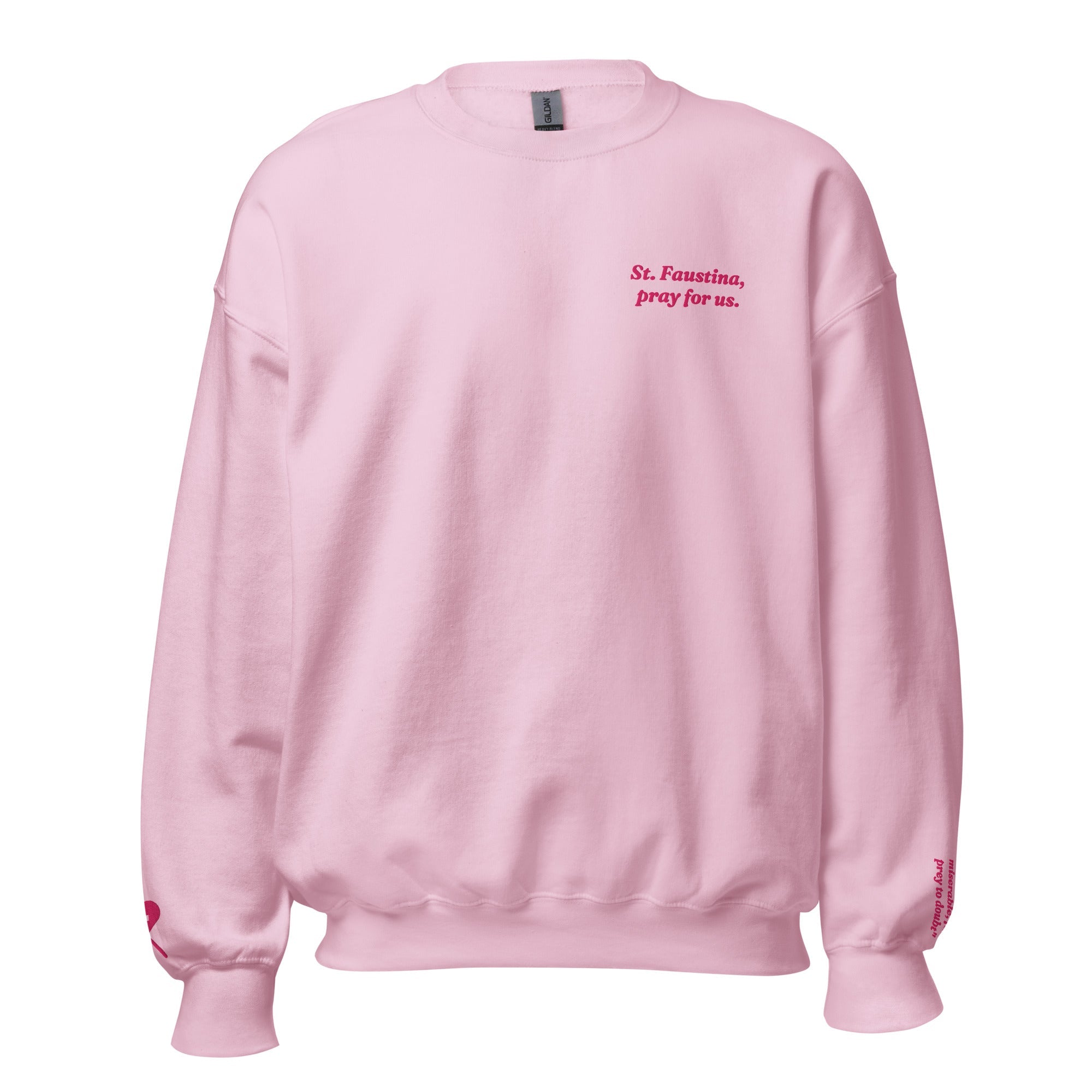St. Faustina Unisex Embroidered Sweatshirt – Pink - Altar and Apparel - T - SHIRT