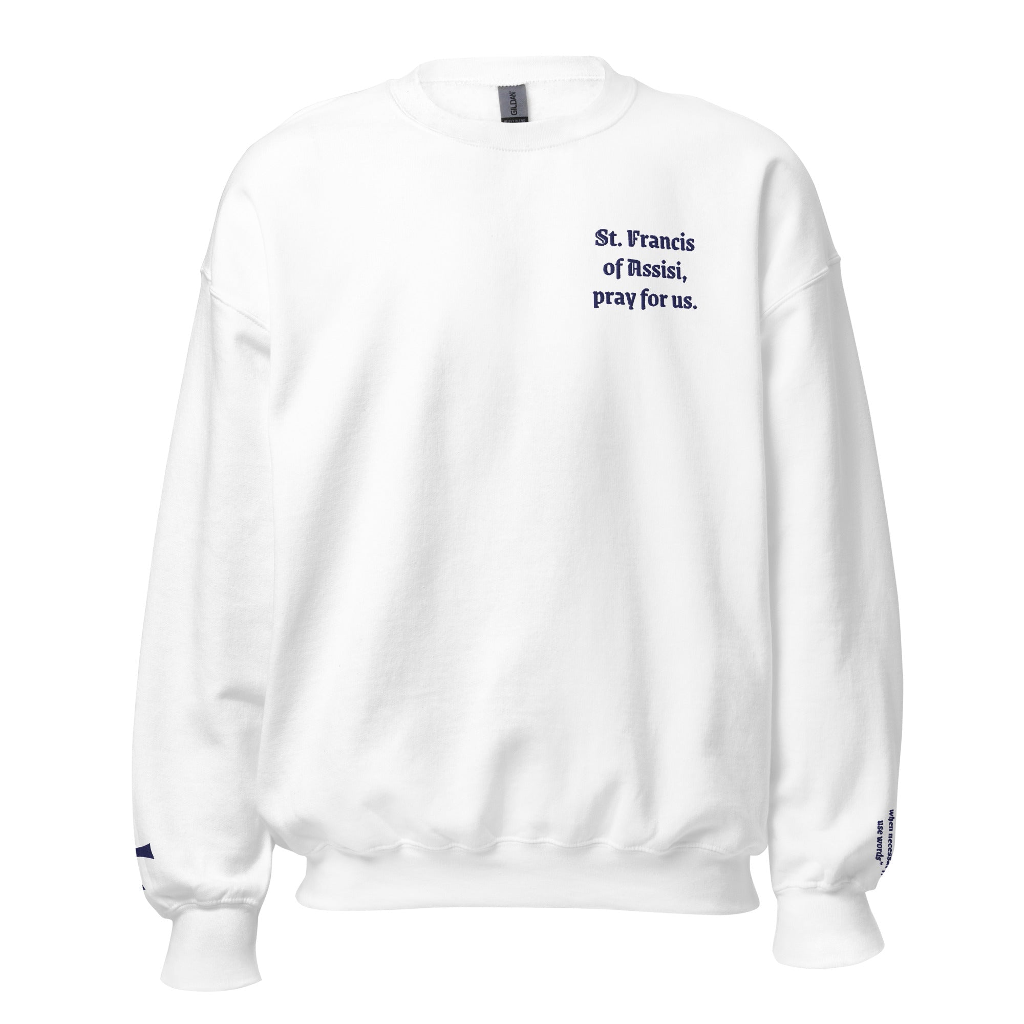 St. Francis of Assisi Unisex Embroidered Sweatshirt – Navy Blue - Altar and Apparel - T - SHIRT