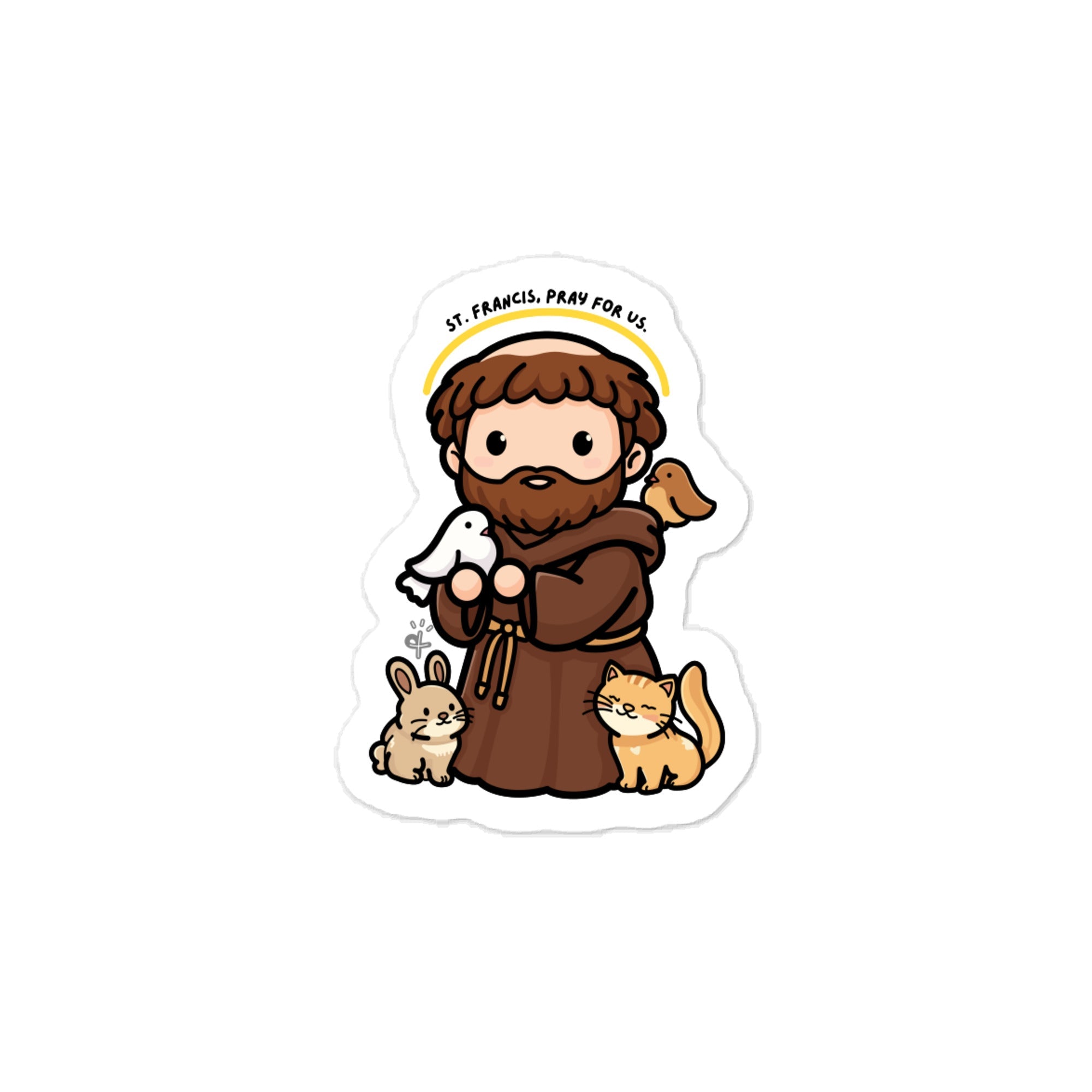St. Francis of Assisi Vinyl Decal – Catholic Saint Kiss-Cut Sticker | Waterproof Religious Laptop, Water Bottle & Car Decal - Altar and Apparel - STICKER