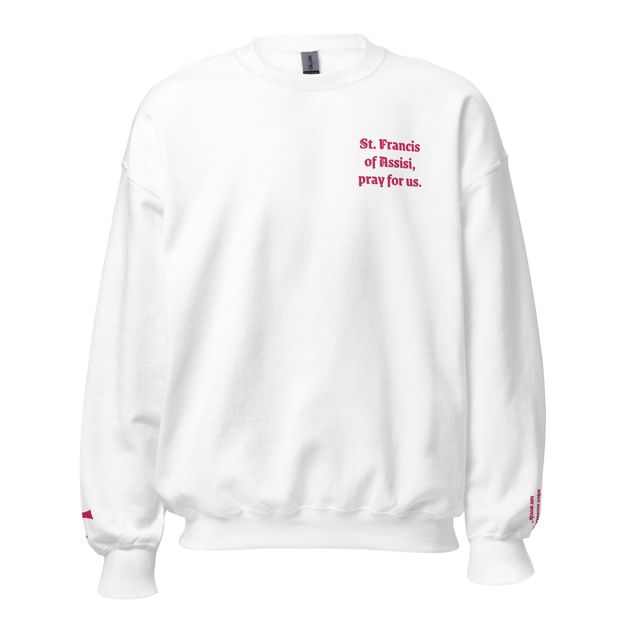 St. Francis Unisex Embroidered Sweatshirt – Pink - Altar and Apparel - T - SHIRT