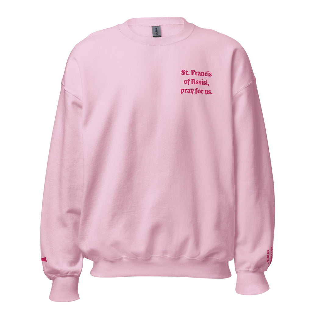 St. Francis Unisex Embroidered Sweatshirt – Pink - Altar and Apparel - T - SHIRT