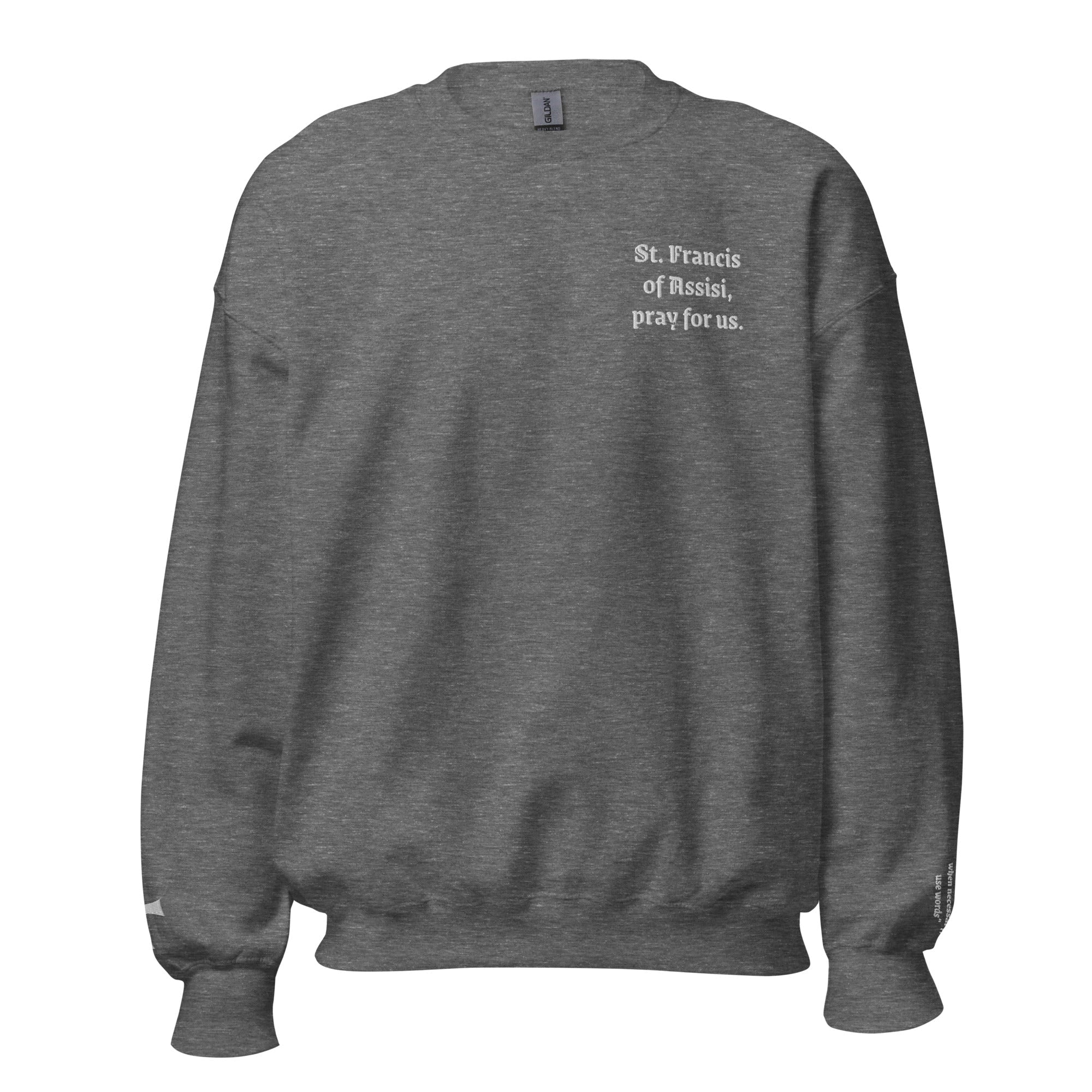 St. Francis Unisex Embroidered Sweatshirt – White - Altar and Apparel - T - SHIRT