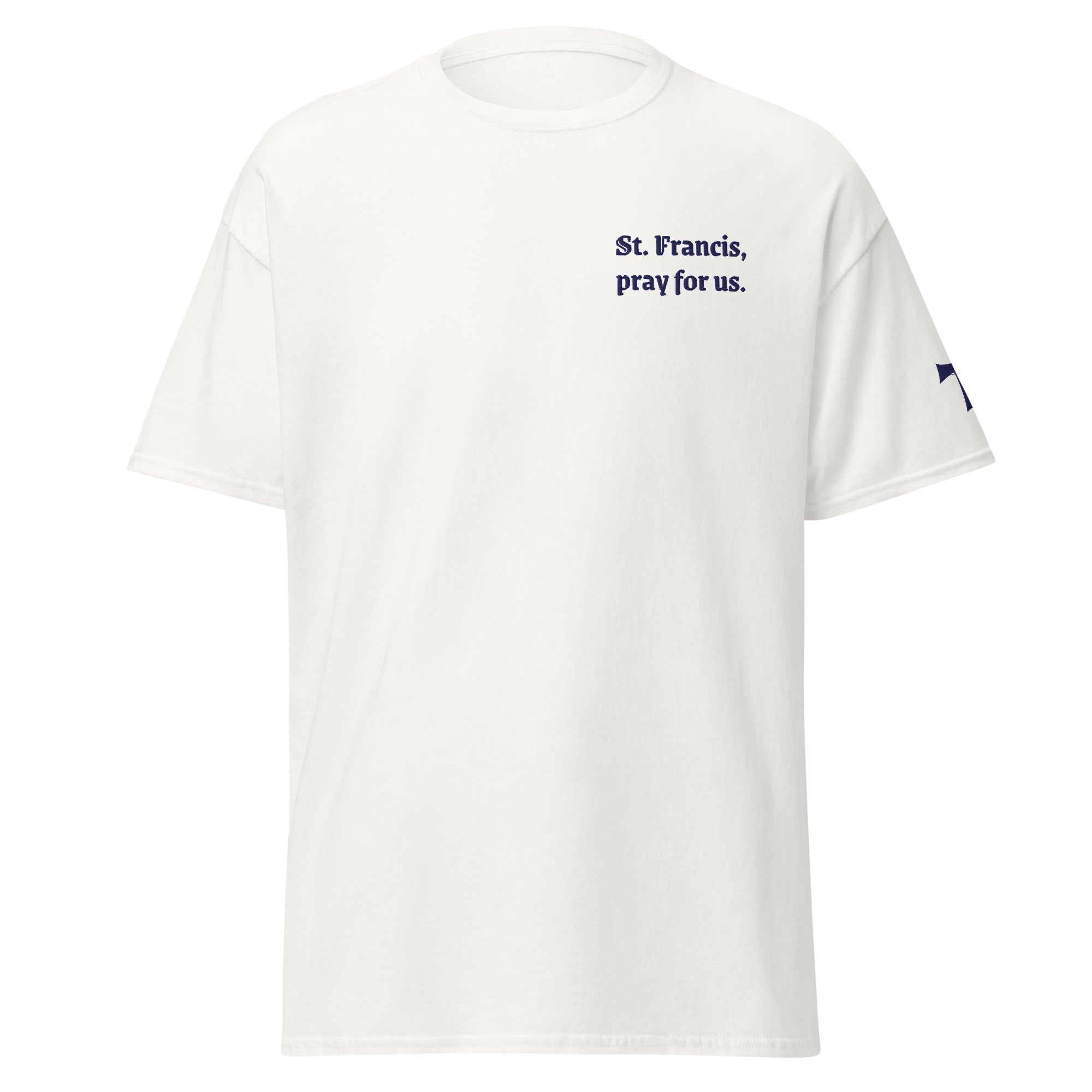 St. Francis Unisex Embroidered T-Shirt – Navy Blue - Altar and Apparel - T - SHIRT
