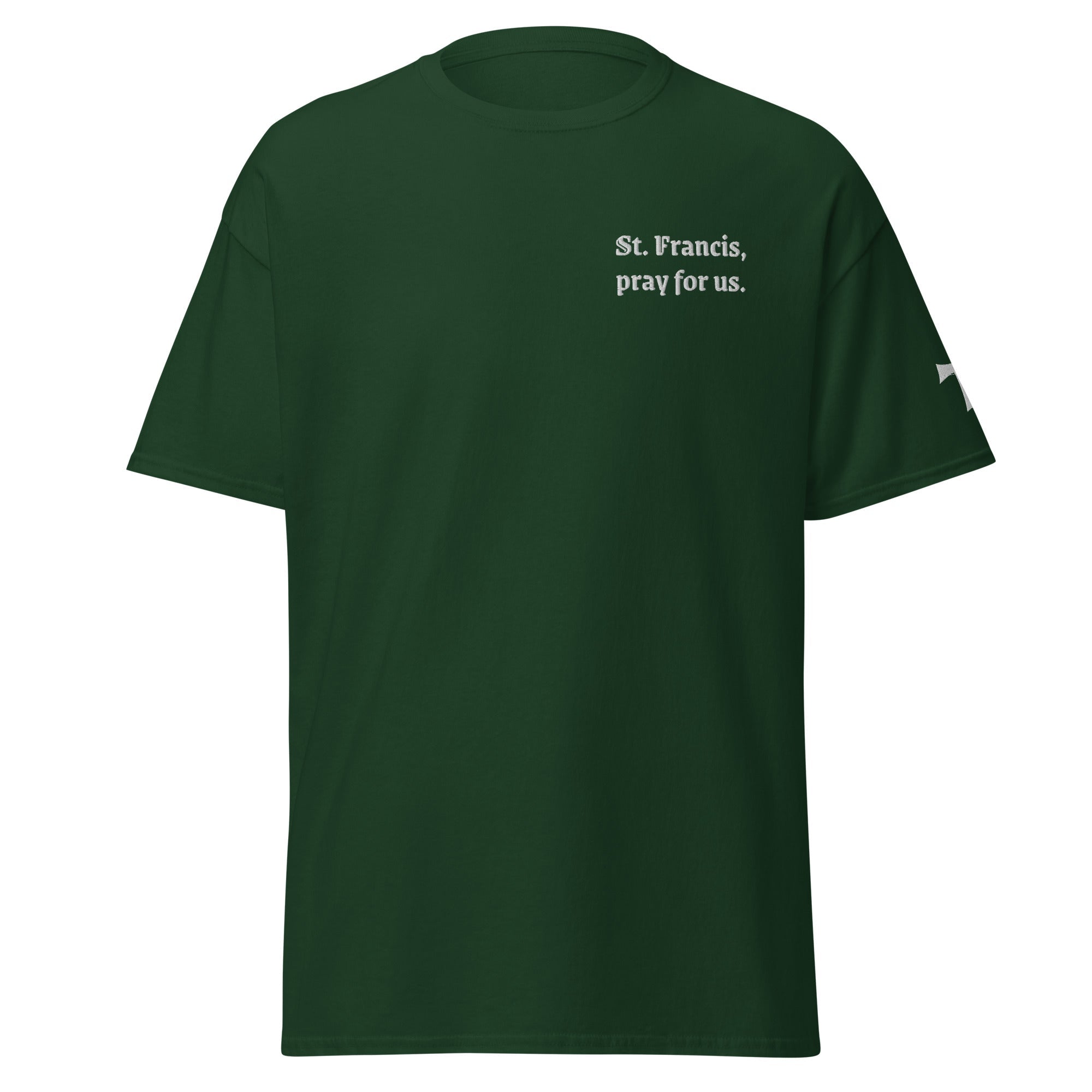 St. Francis Unisex Embroidered T-Shirt – White - Altar and Apparel - T - SHIRT