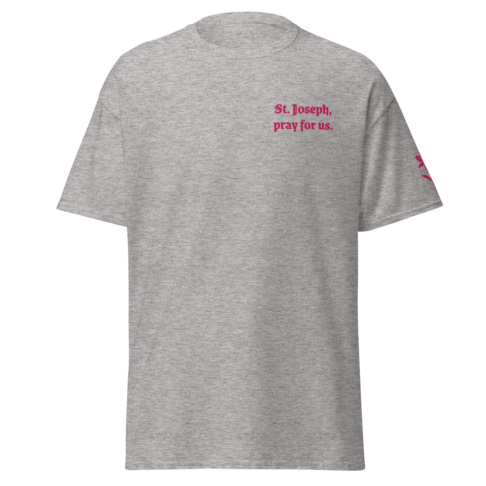 St. Joseph Unisex Embroidered T-Shirt – Pink - Altar and Apparel - T - SHIRT