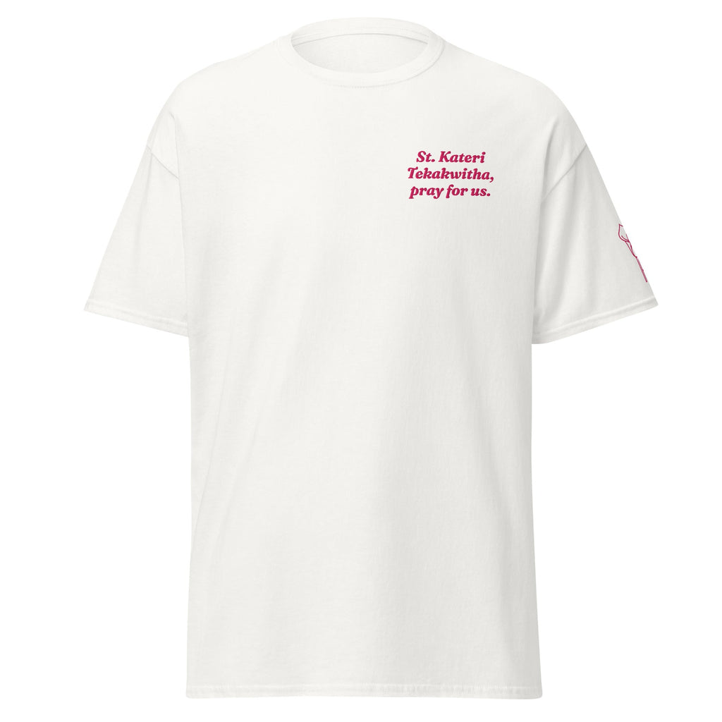 St. Kateri Tekakwitha Unisex Embroidered T-Shirt – Pink - Altar and Apparel - T - SHIRT