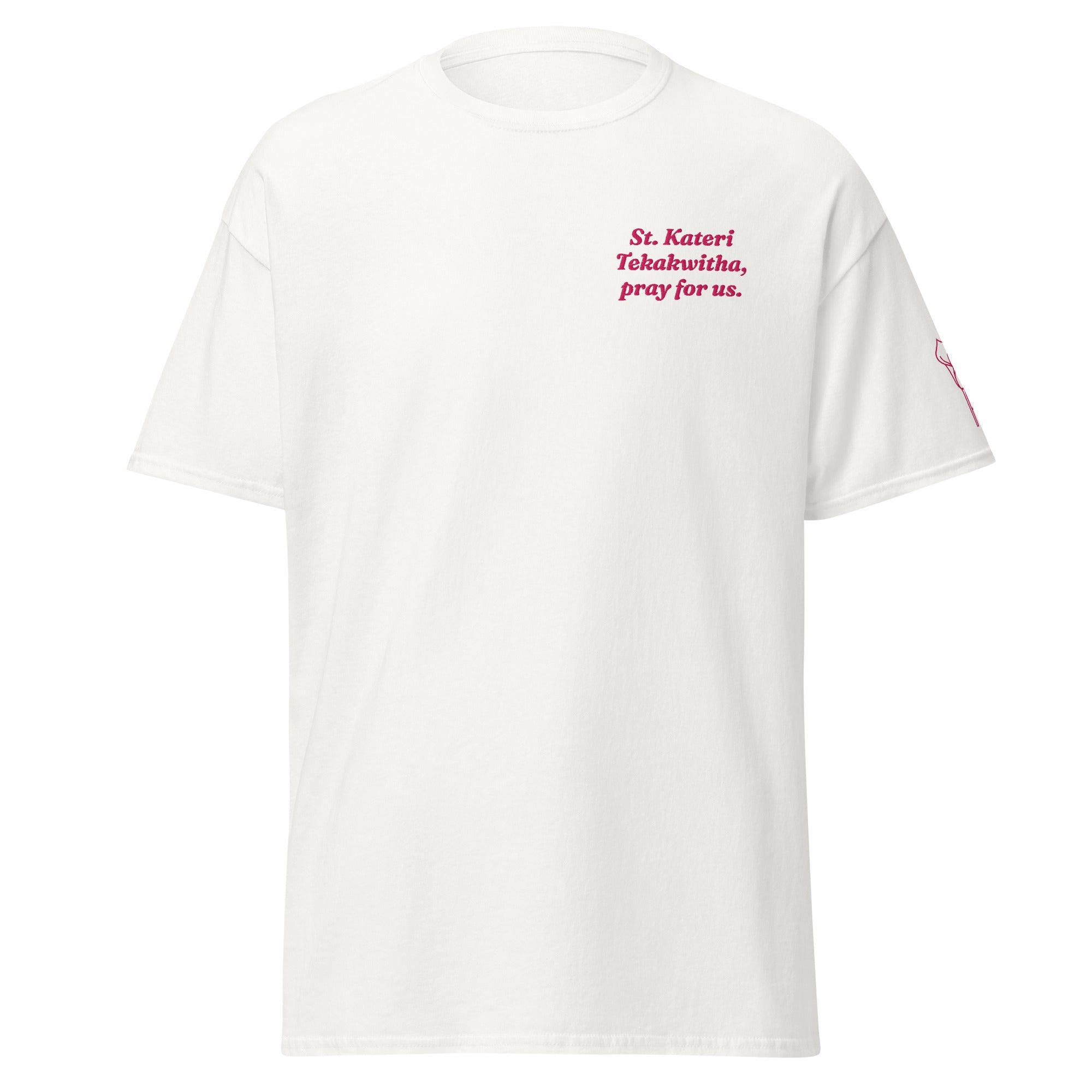 St. Kateri Tekakwitha Unisex Embroidered T-Shirt – Pink - Altar and Apparel - T - SHIRT