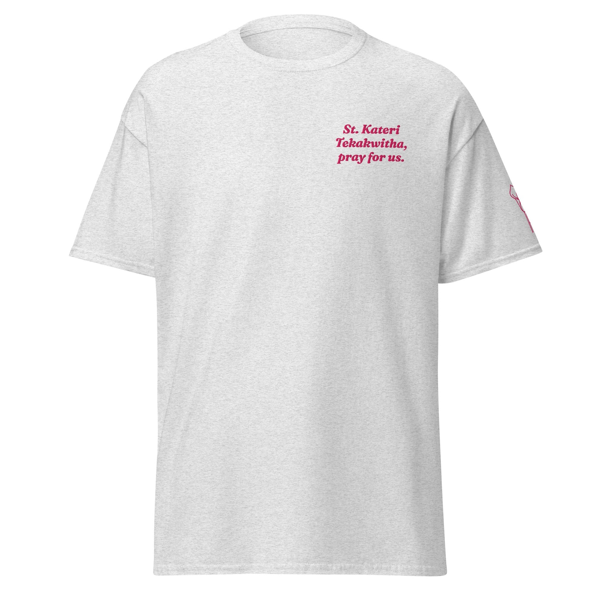 St. Kateri Tekakwitha Unisex Embroidered T-Shirt – Pink - Altar and Apparel - T - SHIRT