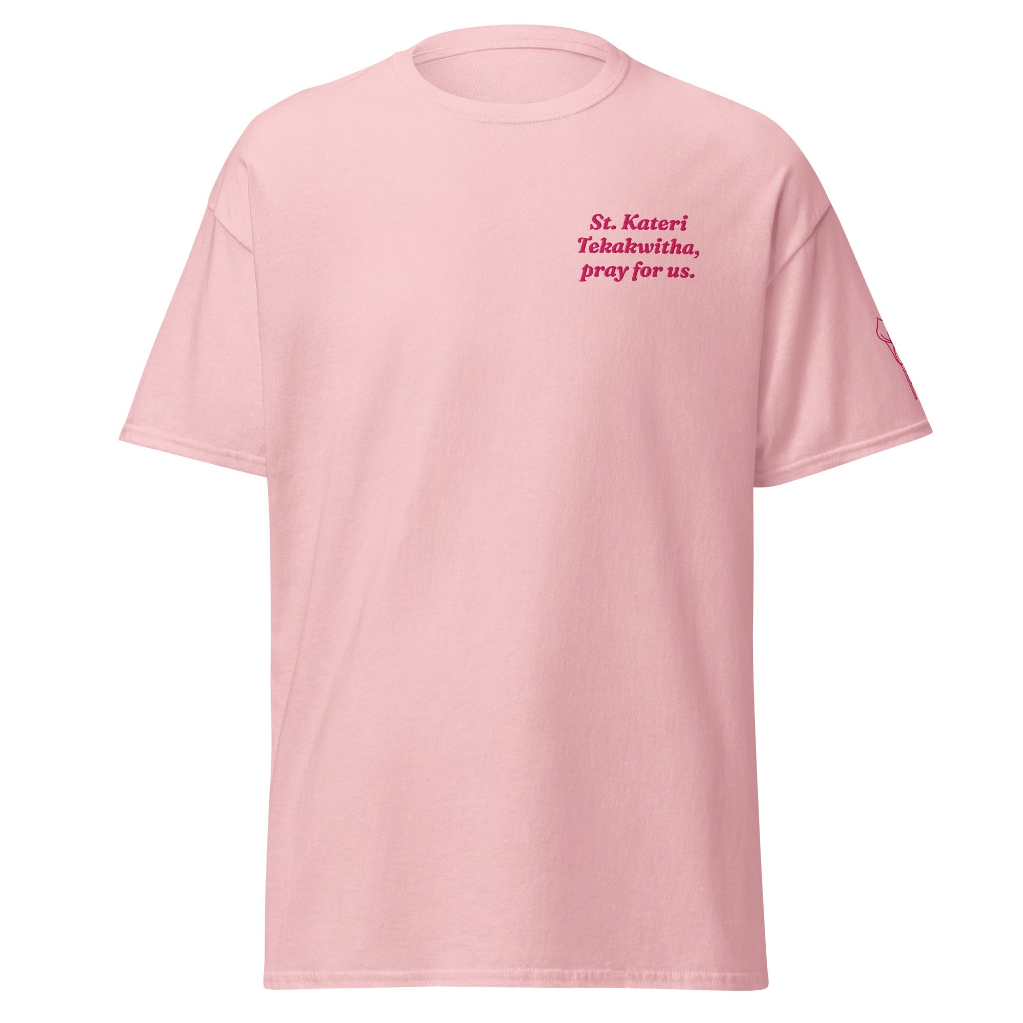 St. Kateri Tekakwitha Unisex Embroidered T-Shirt – Pink - Altar and Apparel - T - SHIRT