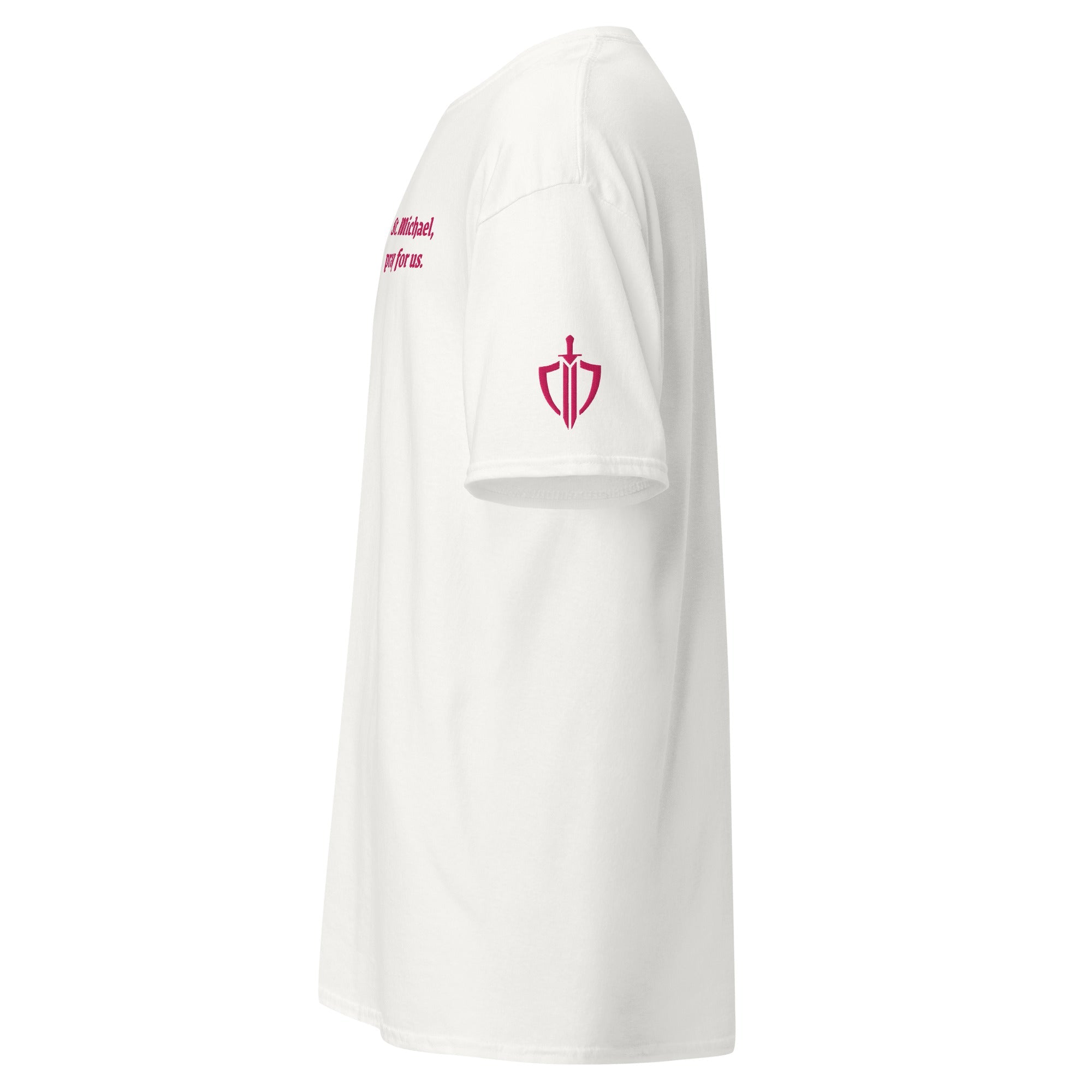 St. Michael Unisex Embroidered T-Shirt – Pink - Altar and Apparel - T - SHIRT